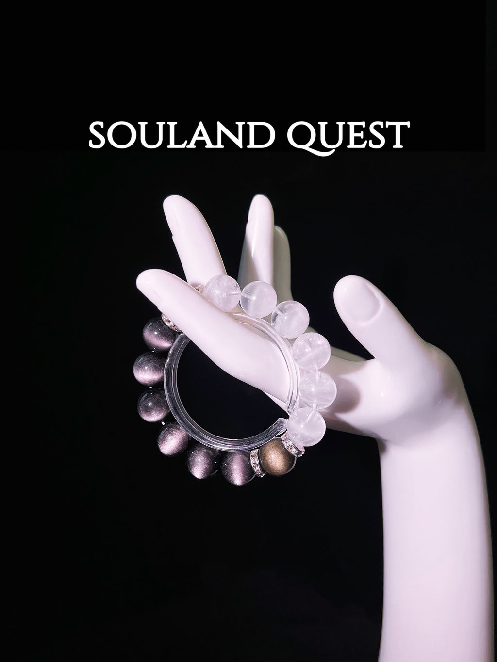 Luminary Path Bracelet – White Phantom Quartz, Golden Obsidian with Silver Highlights for Guidance & Strength ✨🔥 - Souland Quest