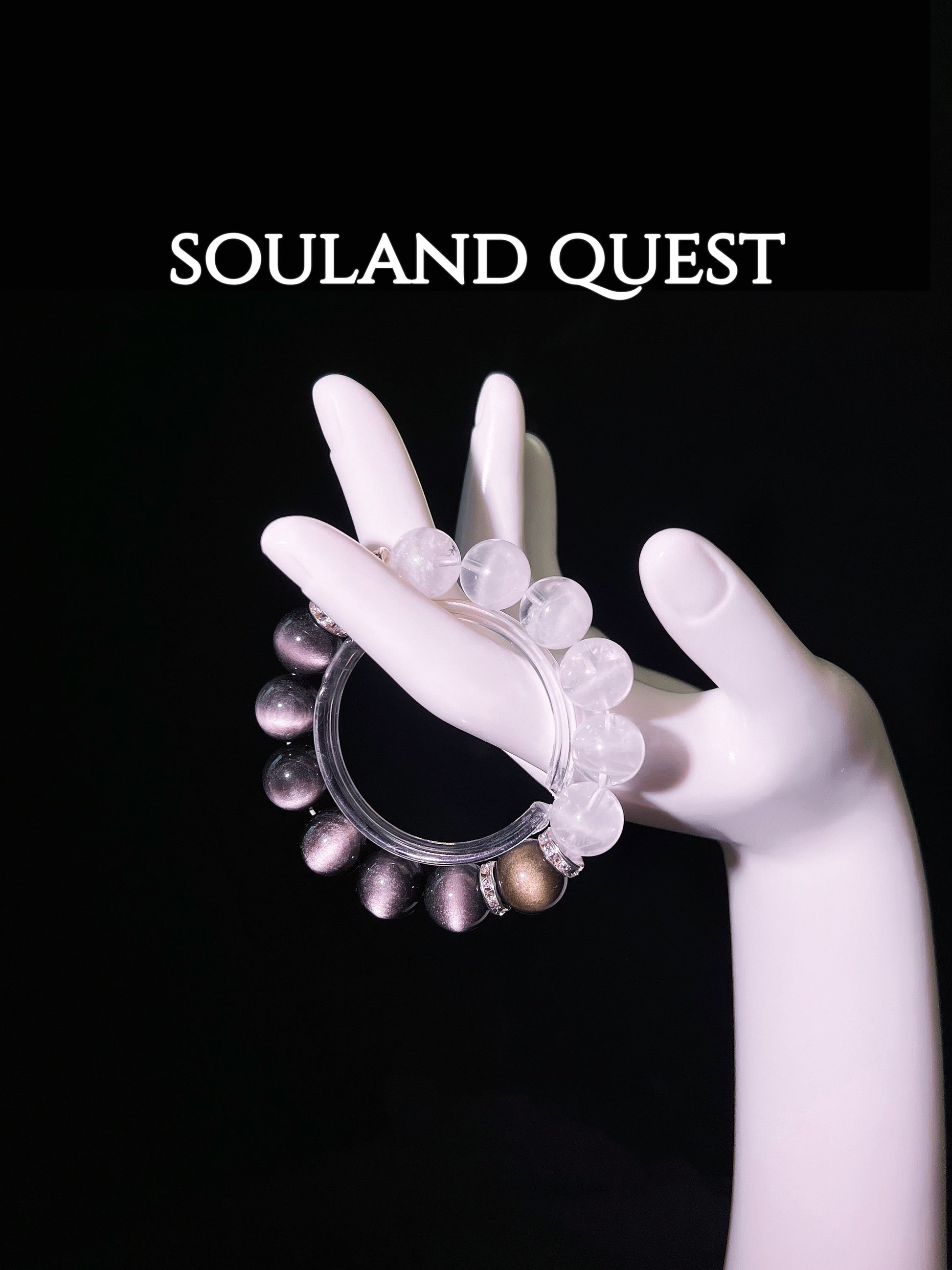 Luminary Path Bracelet – White Phantom Quartz, Golden Obsidian with Silver Highlights for Guidance & Strength ✨🔥 - Souland Quest