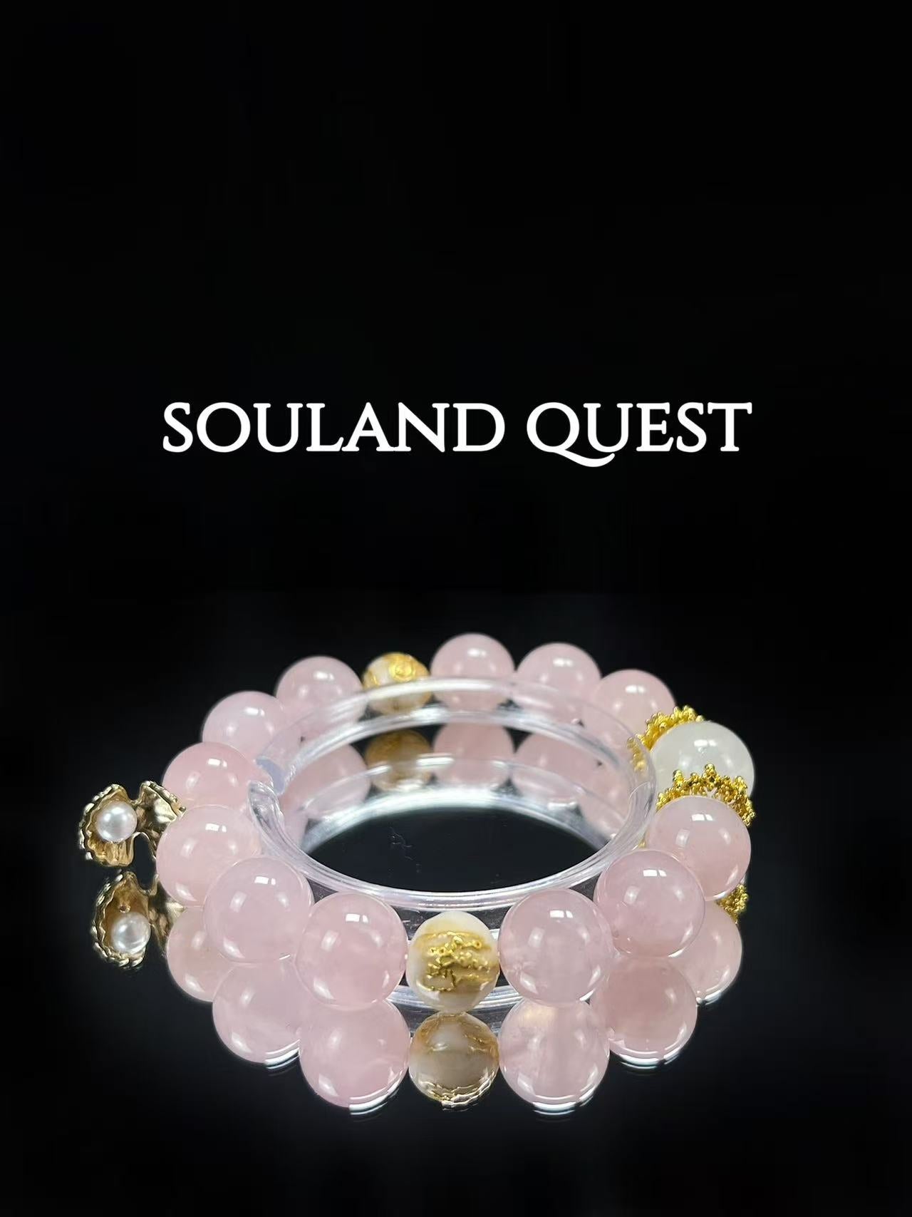 Moonlit Rose Bracelet – Rose Quartz, White Phantom & Pearls for Calm & Clarity - Souland Quest
