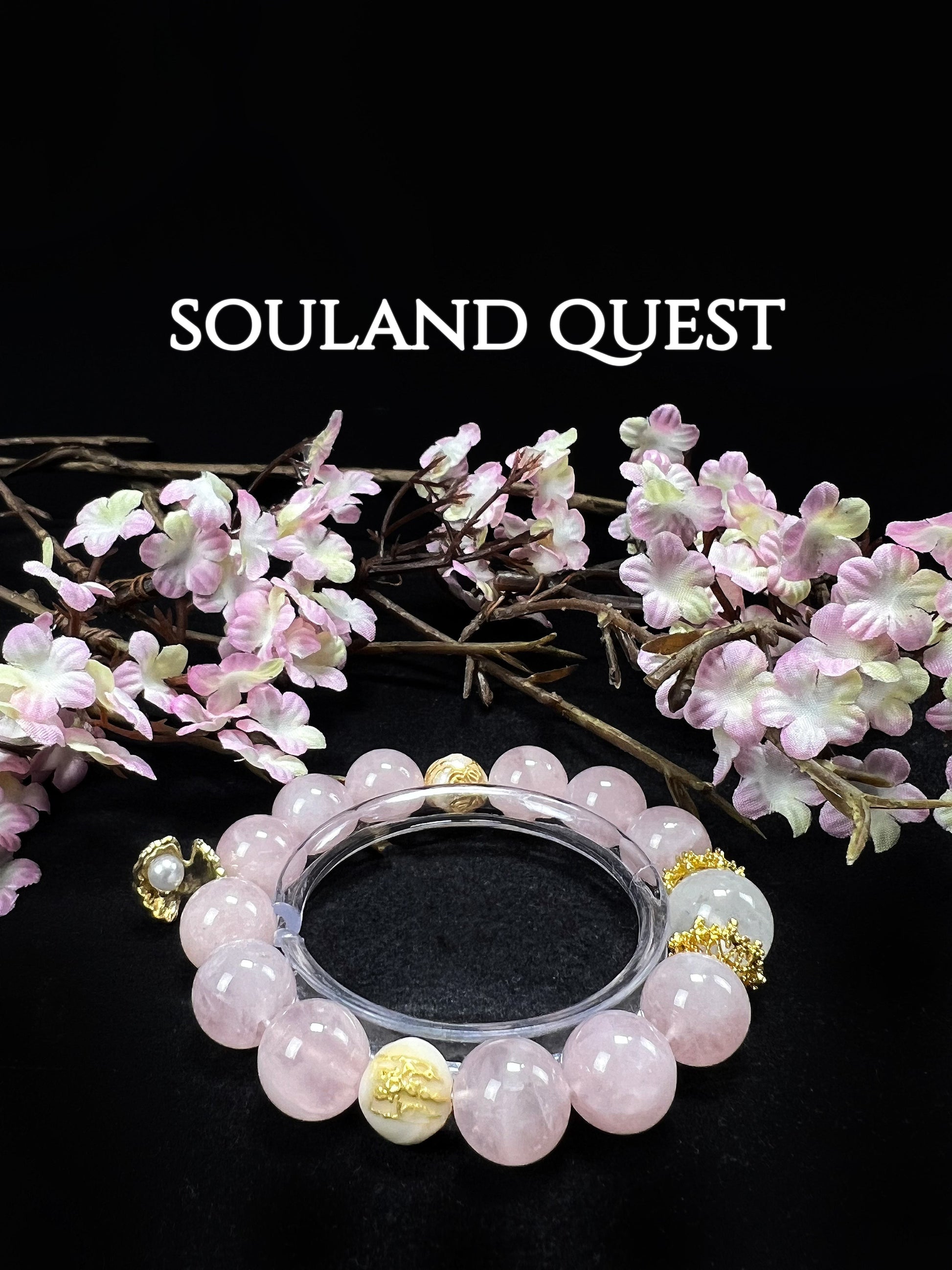 Moonlit Rose Bracelet – Rose Quartz, White Phantom & Pearls for Calm & Clarity - Souland Quest