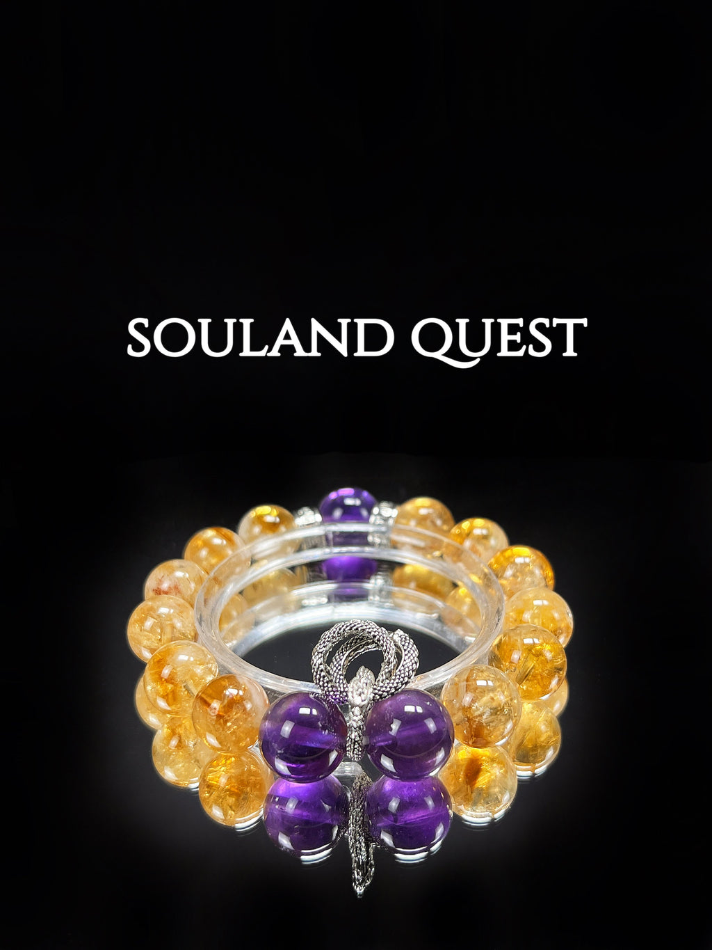 Mystic Dragon Bracelet – Golden Healer Quartz & Amethyst for Transformation ✨🐉 - Souland Quest
