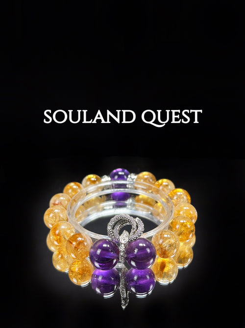 Mystic Dragon Bracelet – Golden Healer Quartz & Amethyst for Transformation ✨🐉 - Souland Quest