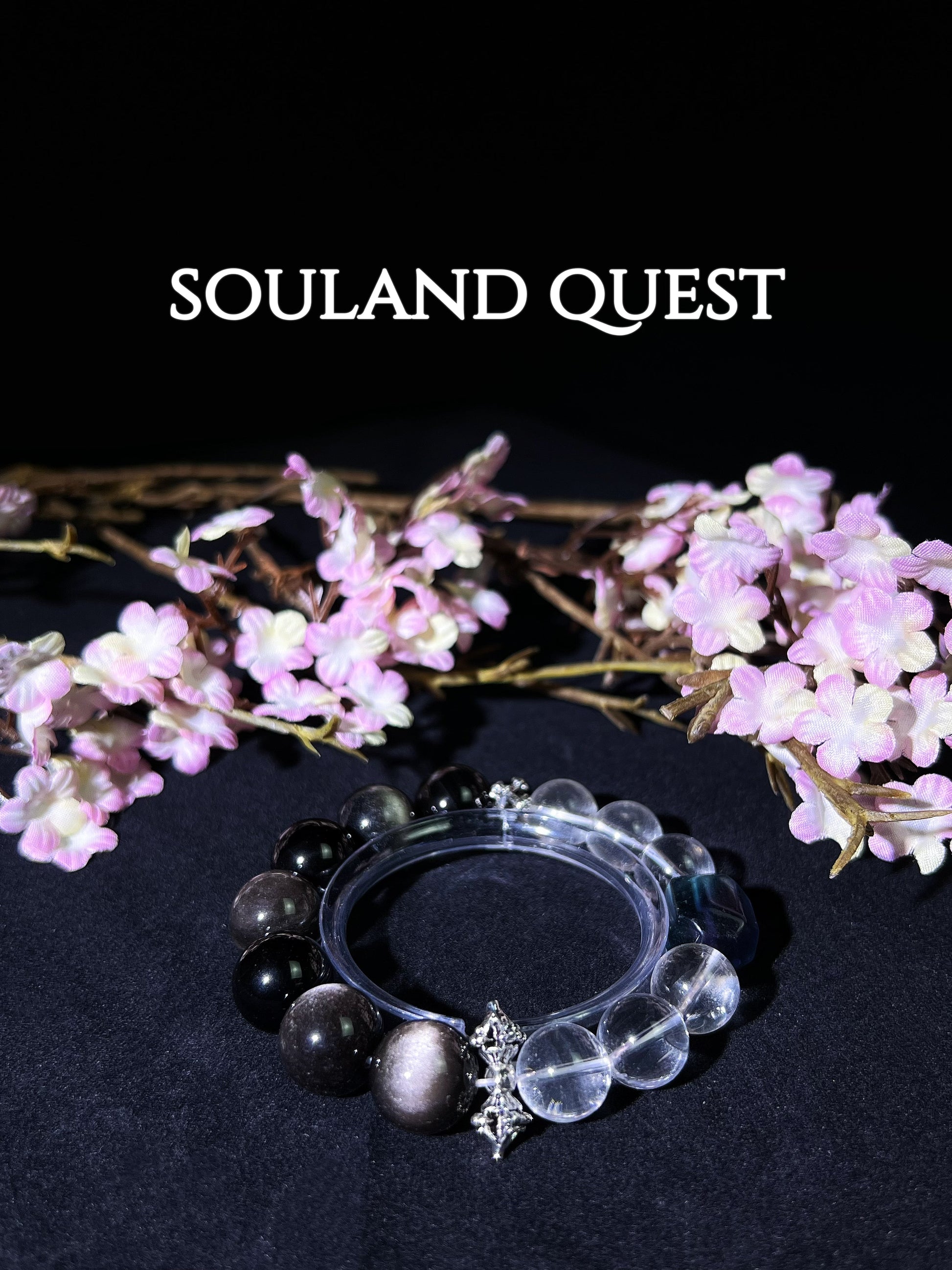 Mystic Radiance Bracelet – Silver Obsidian, Clear Quartz & Green Tourmaline with Silver Accents - Souland Quest