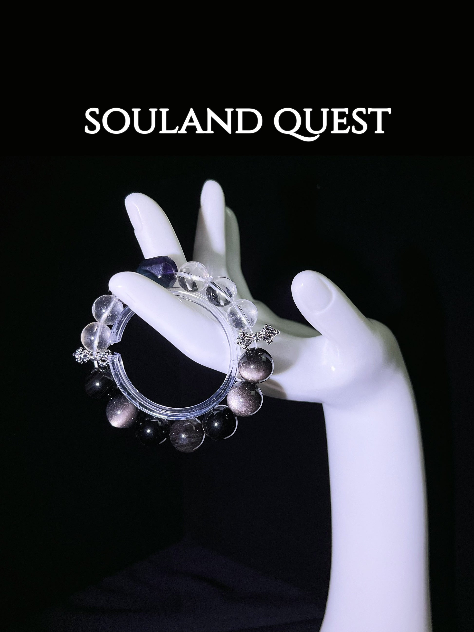 Mystic Radiance Bracelet – Silver Obsidian, Clear Quartz & Green Tourmaline with Silver Accents - Souland Quest