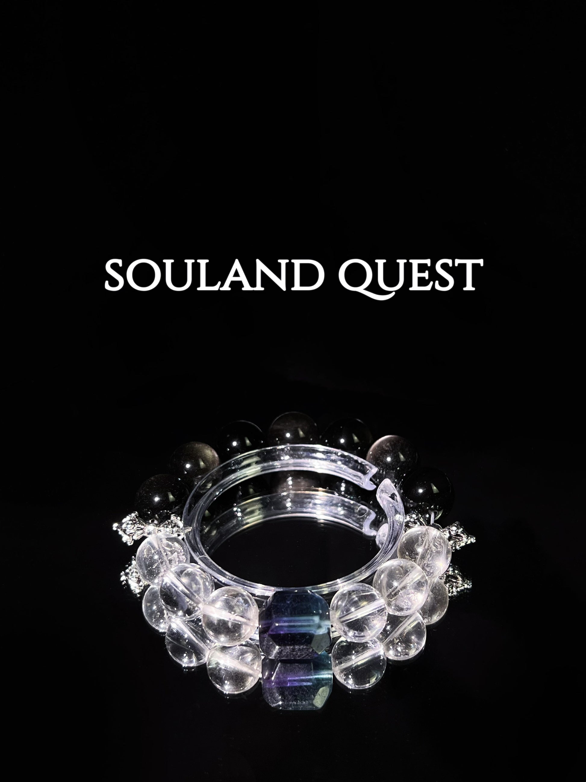 Mystic Radiance Bracelet – Silver Obsidian, Clear Quartz & Green Tourmaline with Silver Accents - Souland Quest