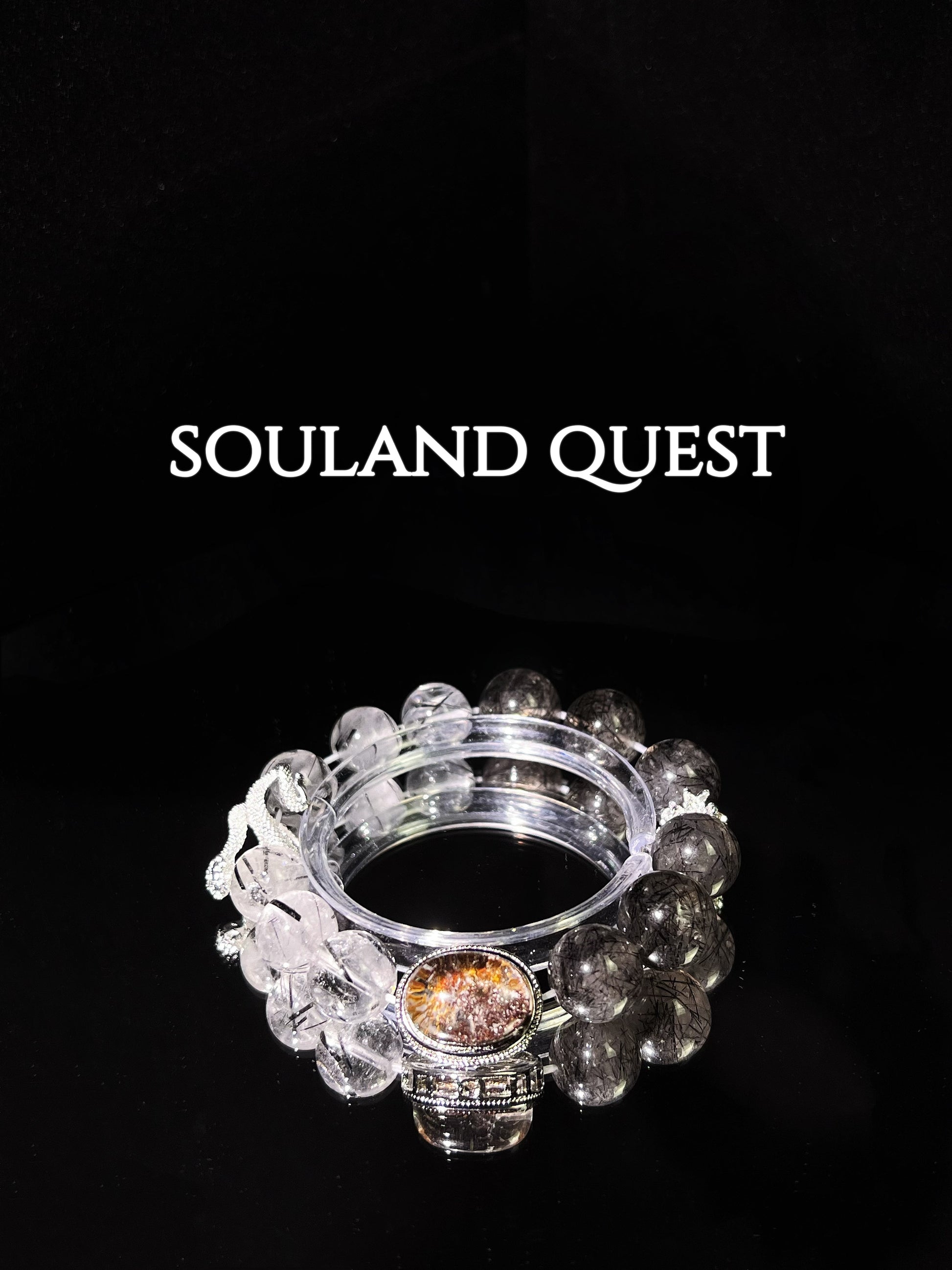Mystic Treasure Bracelet – Black Tourmaline, Red Phantom Quartz & Silver Charm for Protection & Transformation - Souland Quest