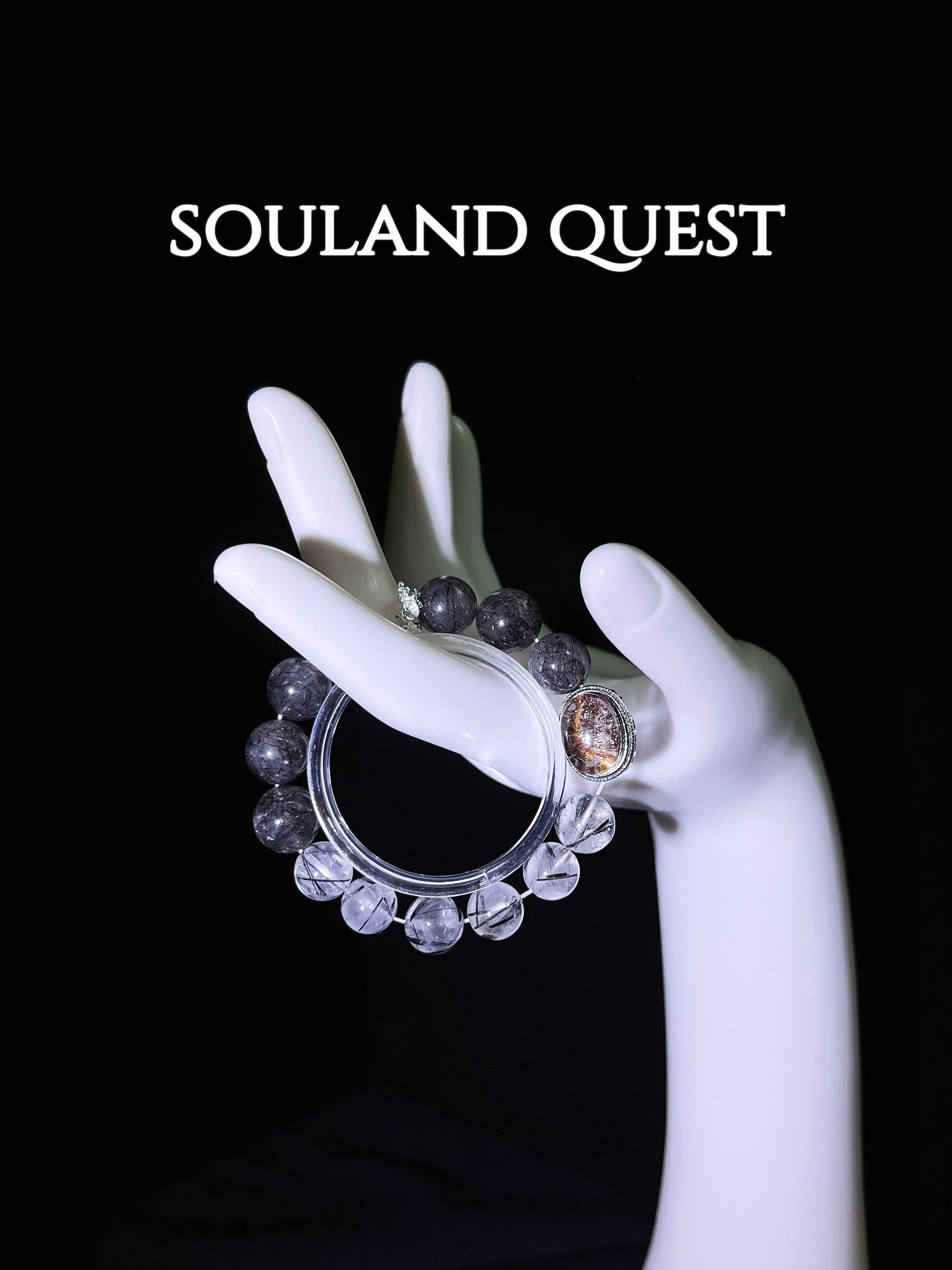 Mystic Treasure Bracelet – Black Tourmaline, Red Phantom Quartz & Silver Charm for Protection & Transformation - Souland Quest