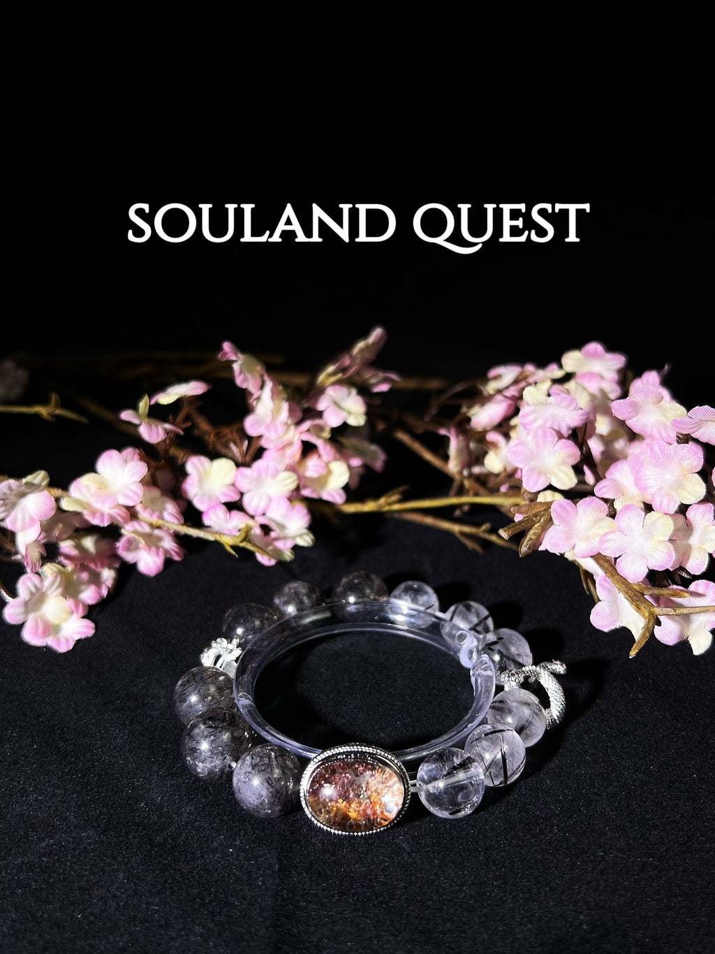 Mystic Treasure Bracelet – Black Tourmaline, Red Phantom Quartz & Silver Charm for Protection & Transformation - Souland Quest