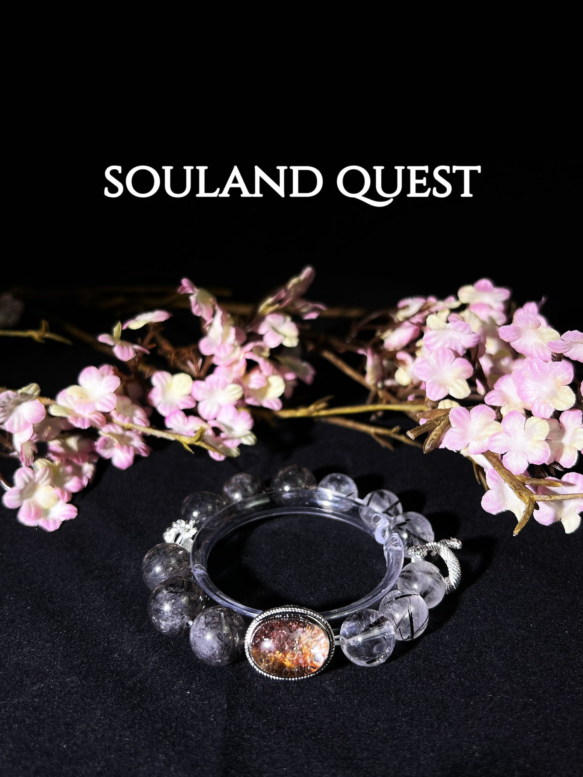 Mystic Treasure Bracelet – Black Tourmaline, Red Phantom Quartz & Silver Charm for Protection & Transformation - Souland Quest