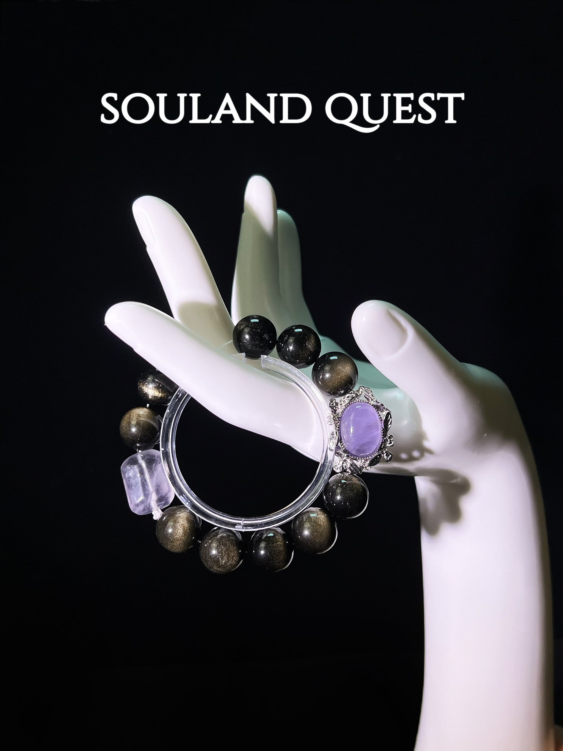 💜 Mystic Violet Bracelet – Silver Obsidian, Purple Tourmaline & Freeform Amethyst with Silver Accents for Clarity & Transformation ✨🔮 - Souland Quest