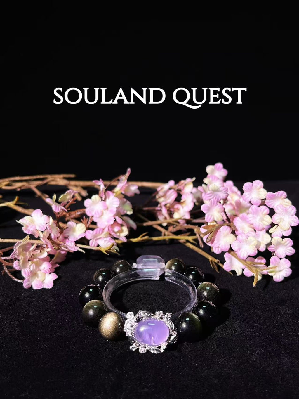 💜 Mystic Violet Bracelet – Silver Obsidian, Purple Tourmaline & Freeform Amethyst with Silver Accents for Clarity & Transformation ✨🔮 - Souland Quest