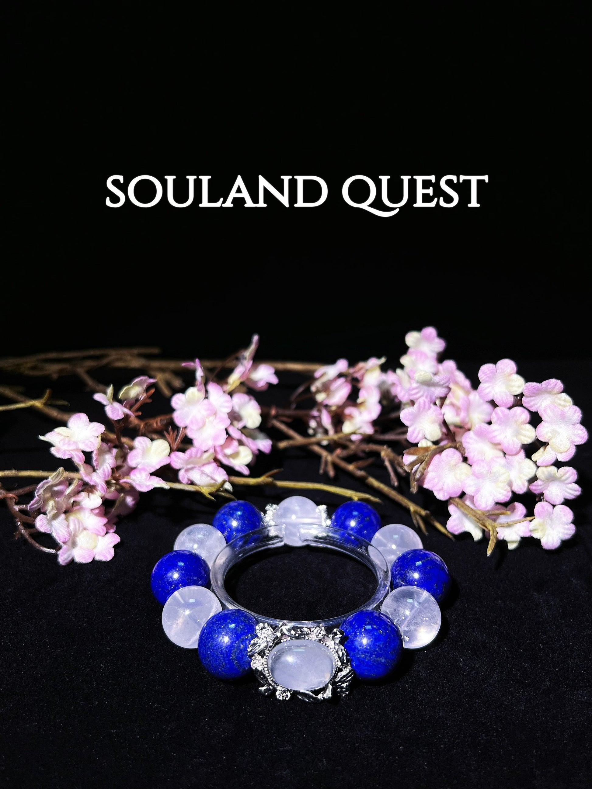 Mystic Wings Bracelet – White Phantom Quartz, Lapis Lazuli & Silver Butterfly Accent for Clarity & Spiritual Growth 🦋✨ - Souland Quest