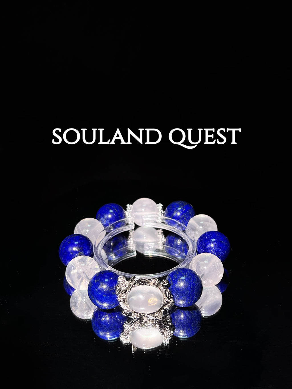 Mystic Wings Bracelet – White Phantom Quartz, Lapis Lazuli & Silver Butterfly Accent for Clarity & Spiritual Growth 🦋✨ - Souland Quest