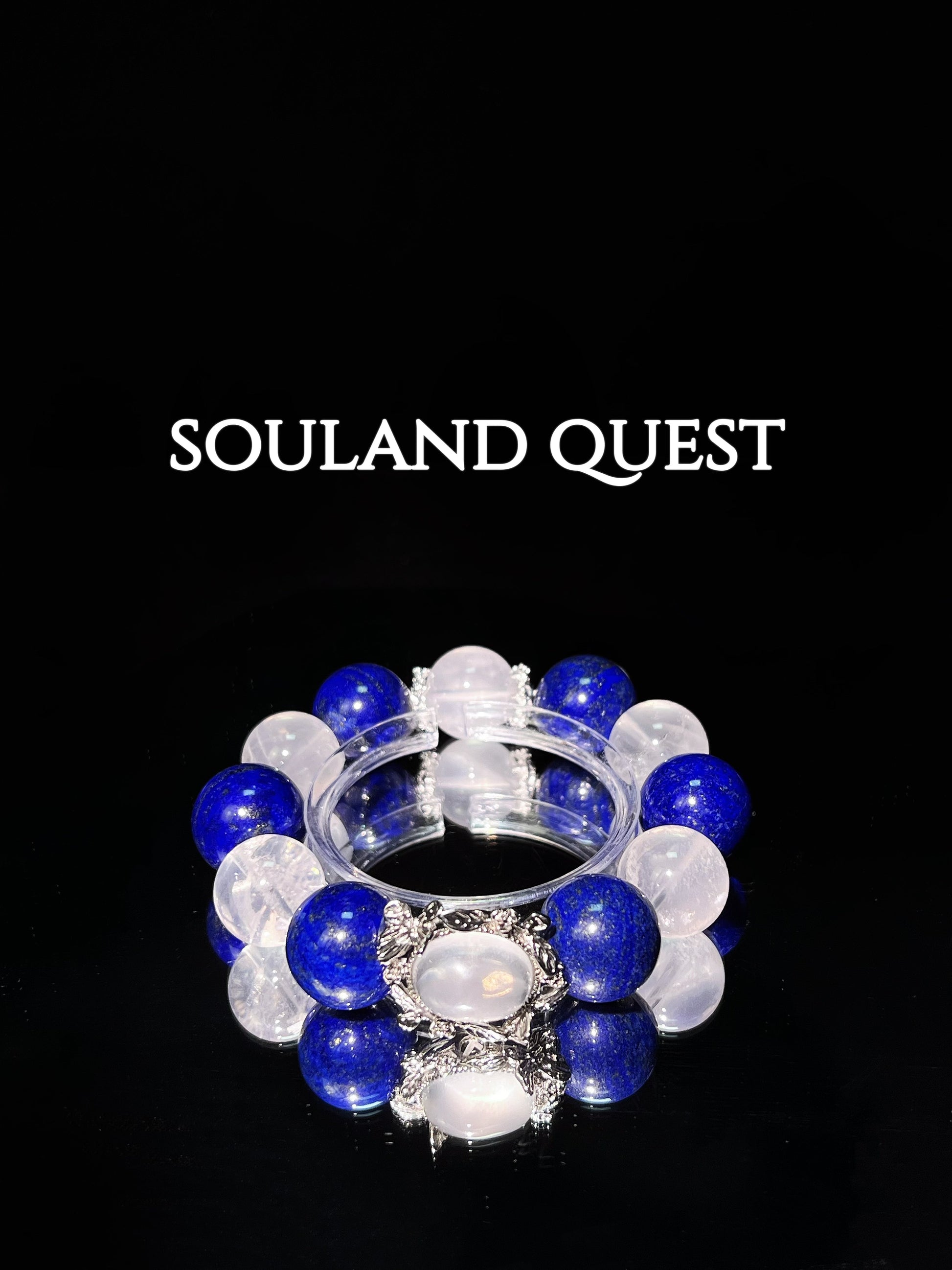 Mystic Wings Bracelet – White Phantom Quartz, Lapis Lazuli & Silver Butterfly Accent for Clarity & Spiritual Growth 🦋✨ - Souland Quest