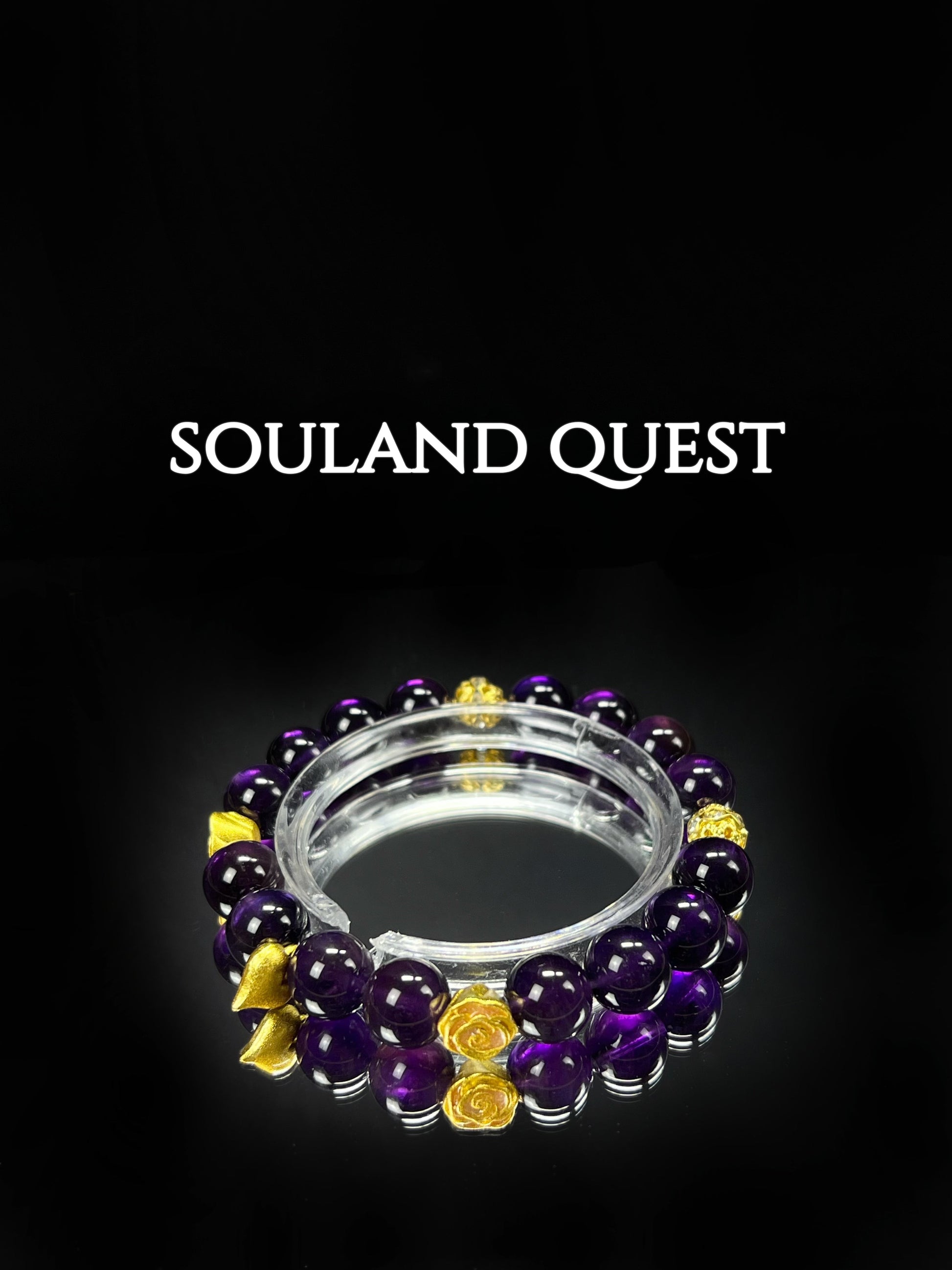 Radiant Bloom Bracelet – Amethyst & Golden Floral Charm 🌸✨ - Souland Quest
