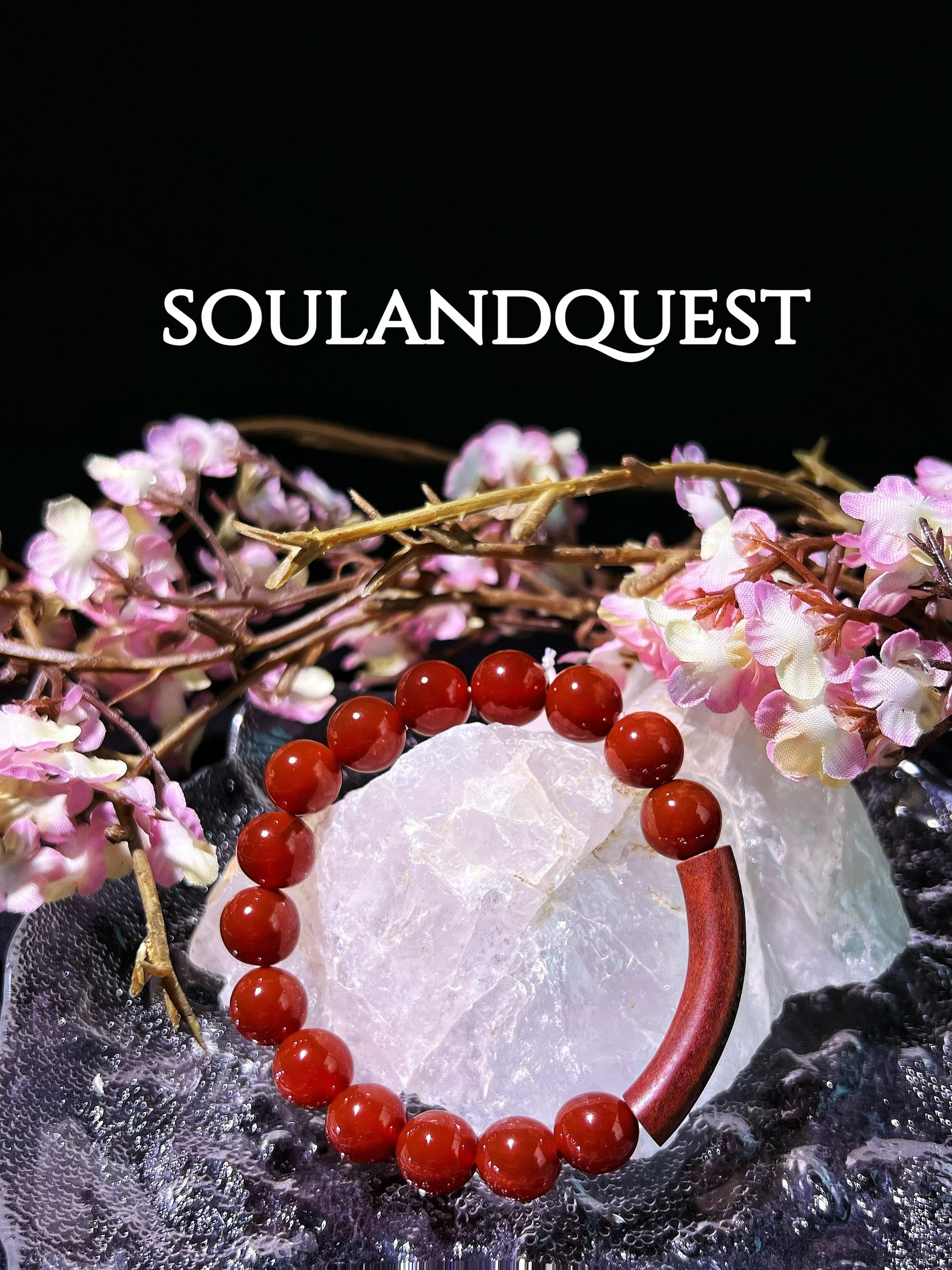 Red Agate Bracelet with Red Sandalwood Bend – Vitality, Grounding & Chakra Balance - Souland Quest