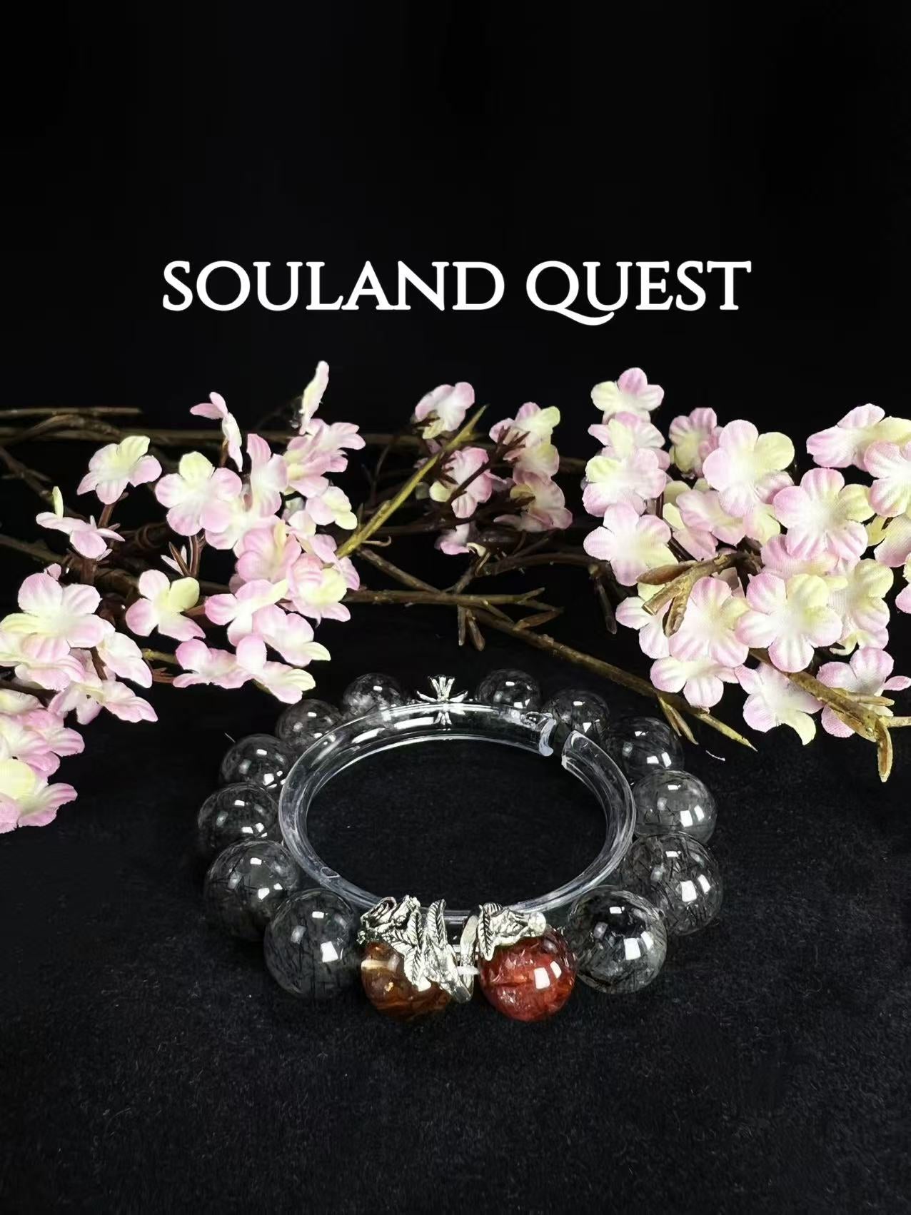 Rose Charm & Black Tourmaline Bracelet – Strength, Healing & Inner Peace - Souland Quest