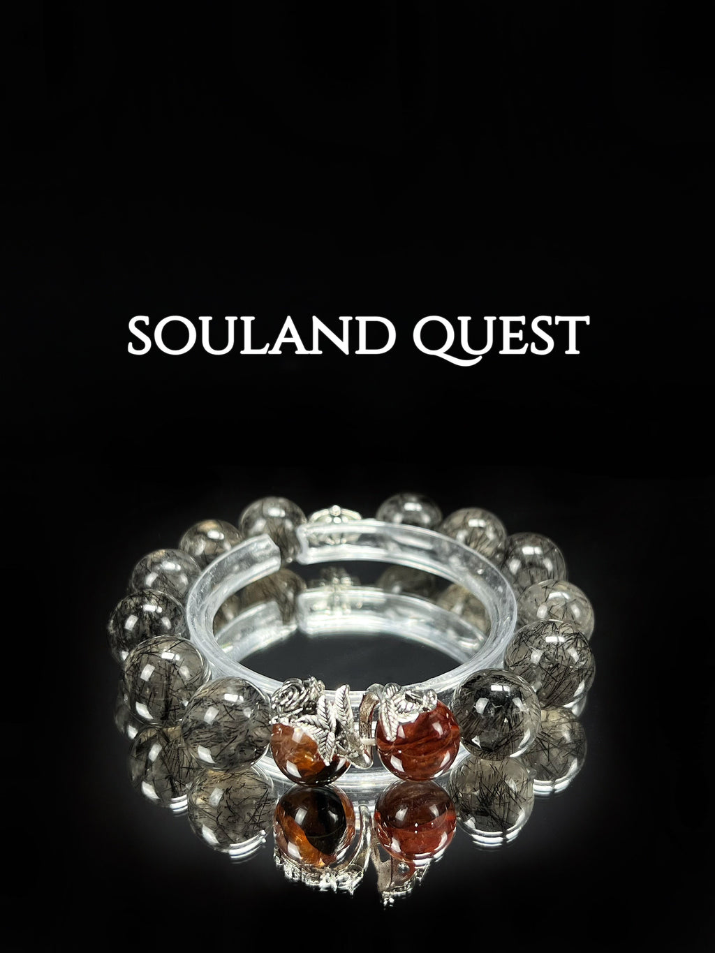 Rose Charm & Black Tourmaline Bracelet – Strength, Healing & Inner Peace - Souland Quest