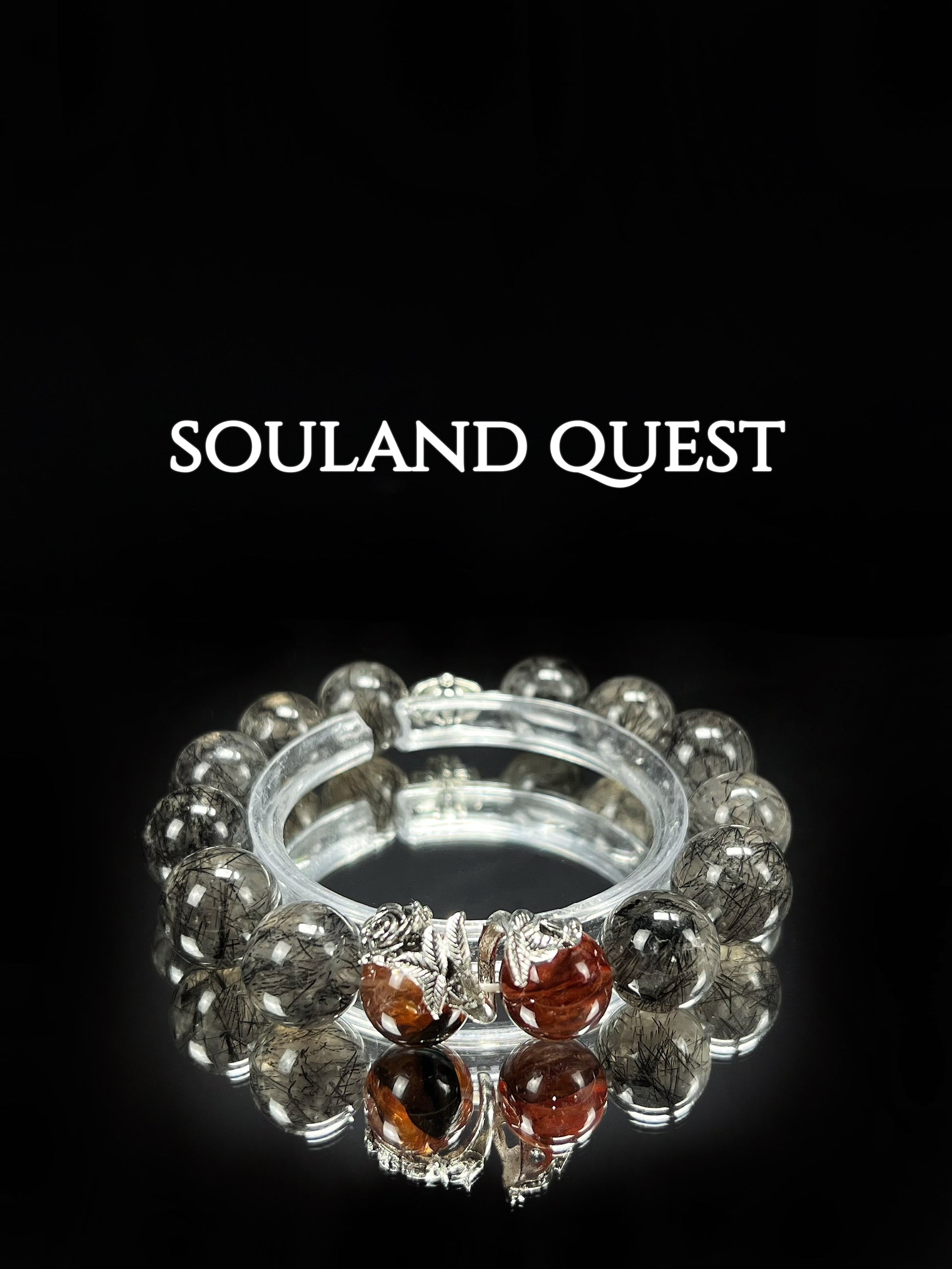Rose Charm & Black Tourmaline Bracelet – Strength, Healing & Inner Peace - Souland Quest