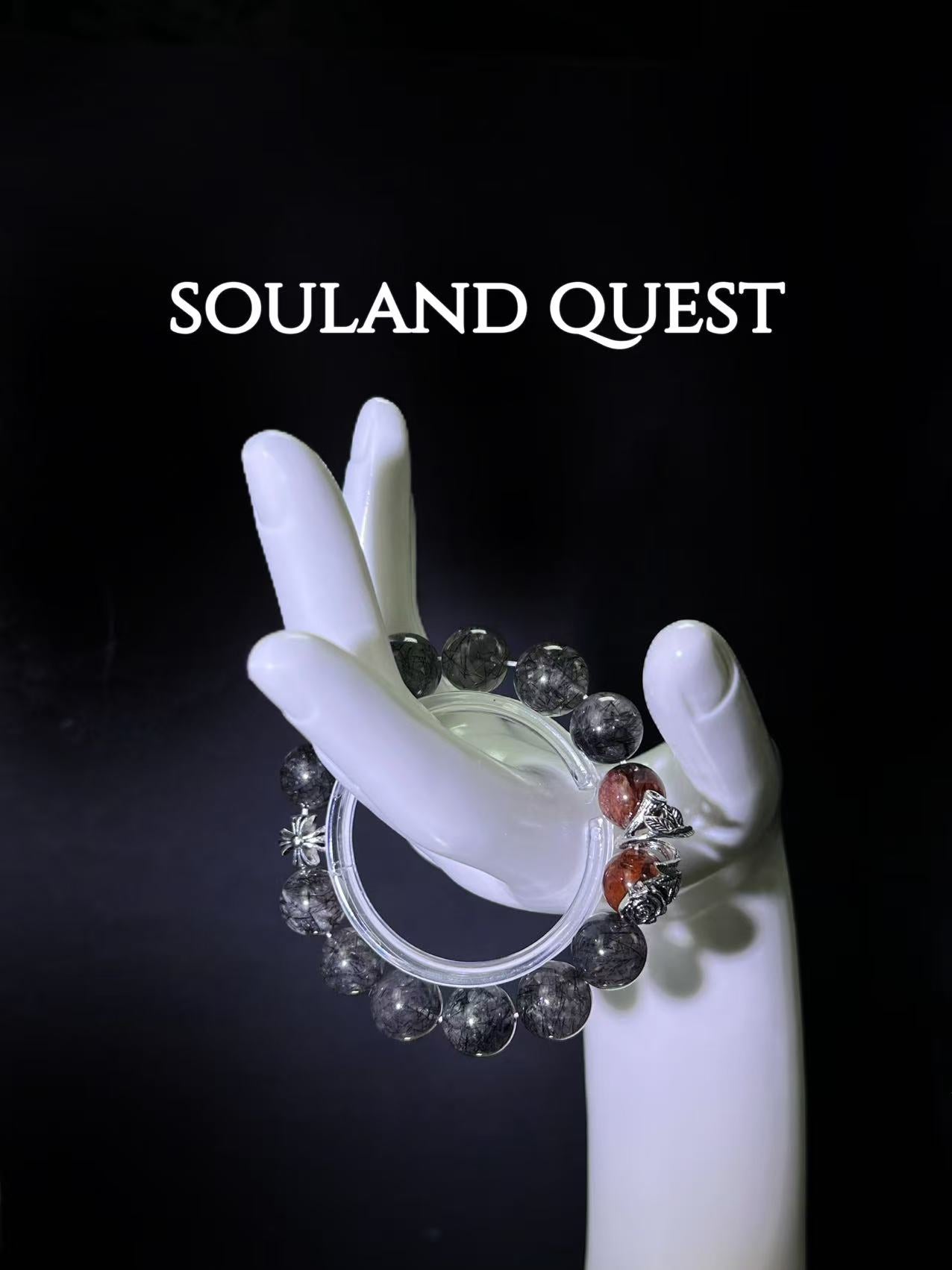 Rose Charm & Black Tourmaline Bracelet – Strength, Healing & Inner Peace - Souland Quest