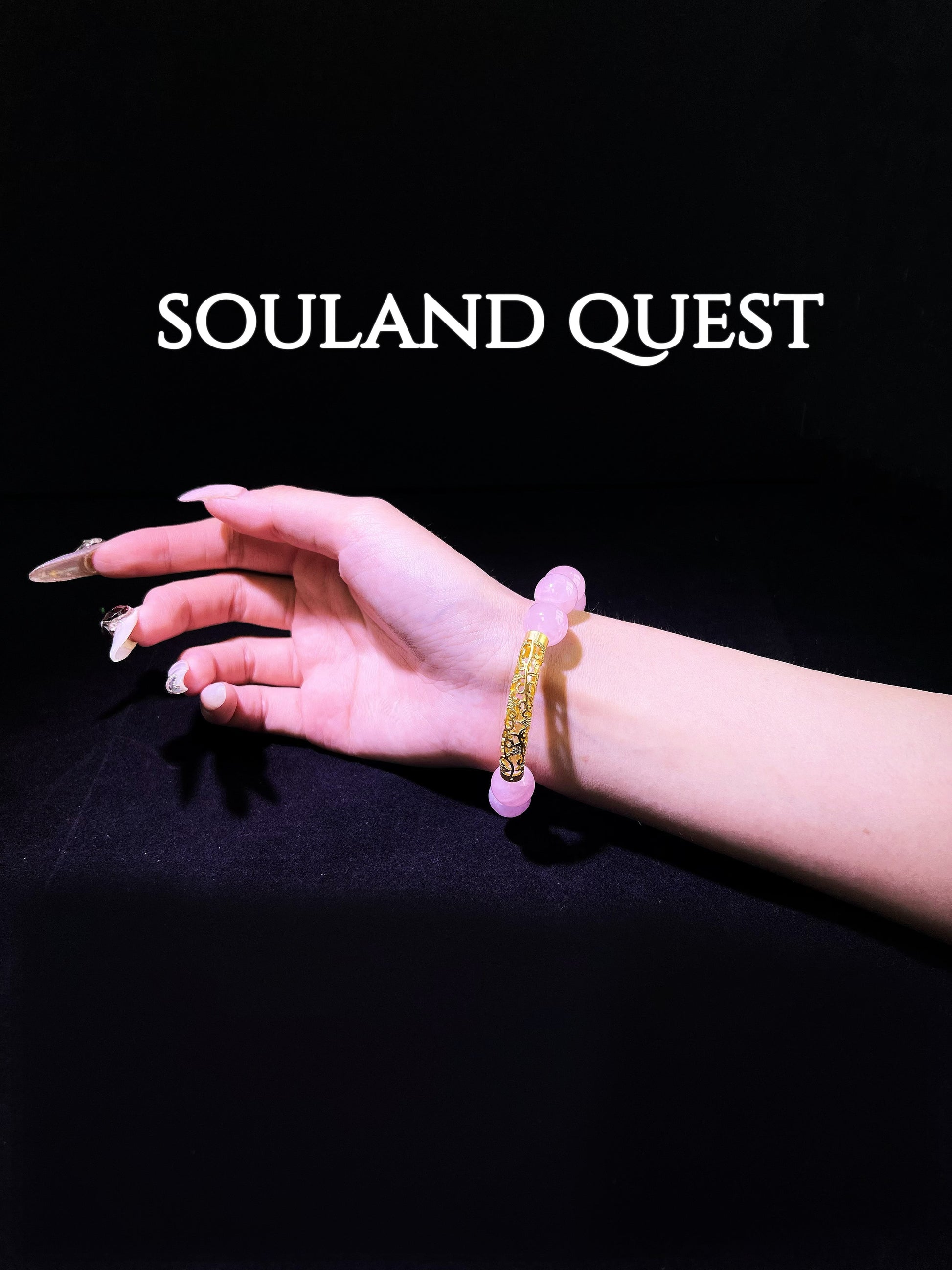 Rose Quartz Bracelet with Golden Bend, Emotional Healing & Chakra Balance - Souland Quest
