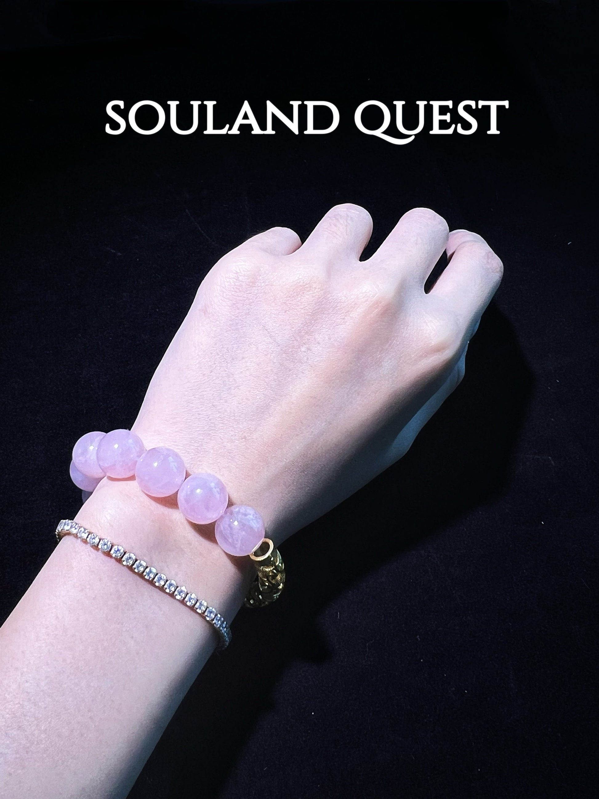 Rose Quartz Bracelet with Golden Bend, Emotional Healing & Chakra Balance - Souland Quest