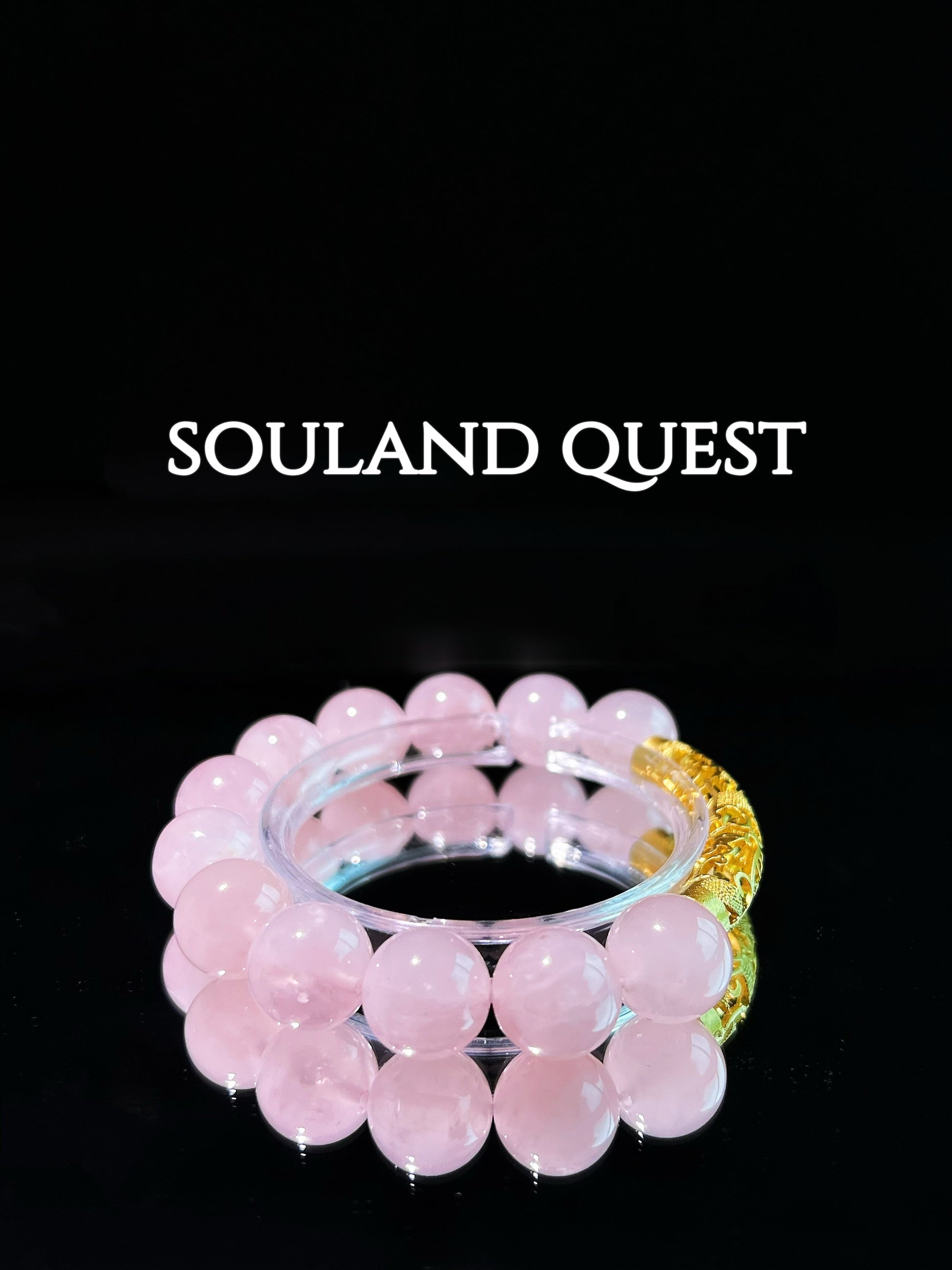 Rose Quartz Bracelet with Golden Bend, Emotional Healing & Chakra Balance - Souland Quest