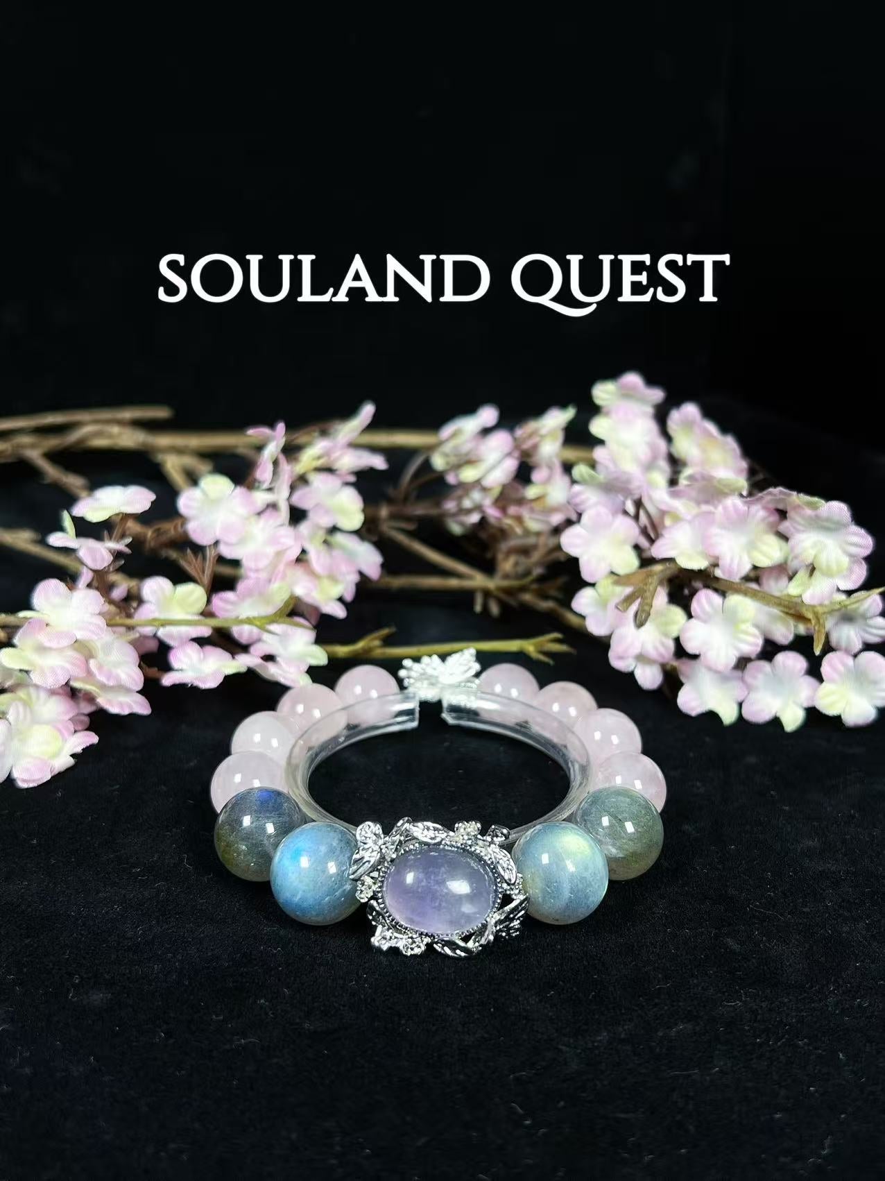 Rose Quartz & Moonstone with Tourmaline Bracelet - Souland Quest