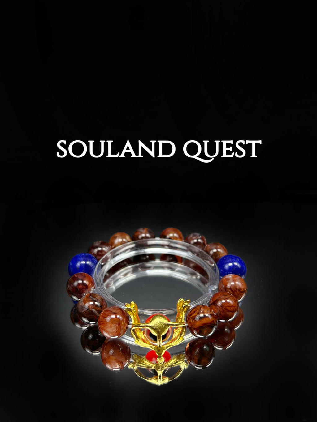 🌟 Seraphic Eye Bracelet – Red Flower Quartz, Lapis Lazuli & Golden Wing for Divine Protection 👁✨🪽 - Souland Quest