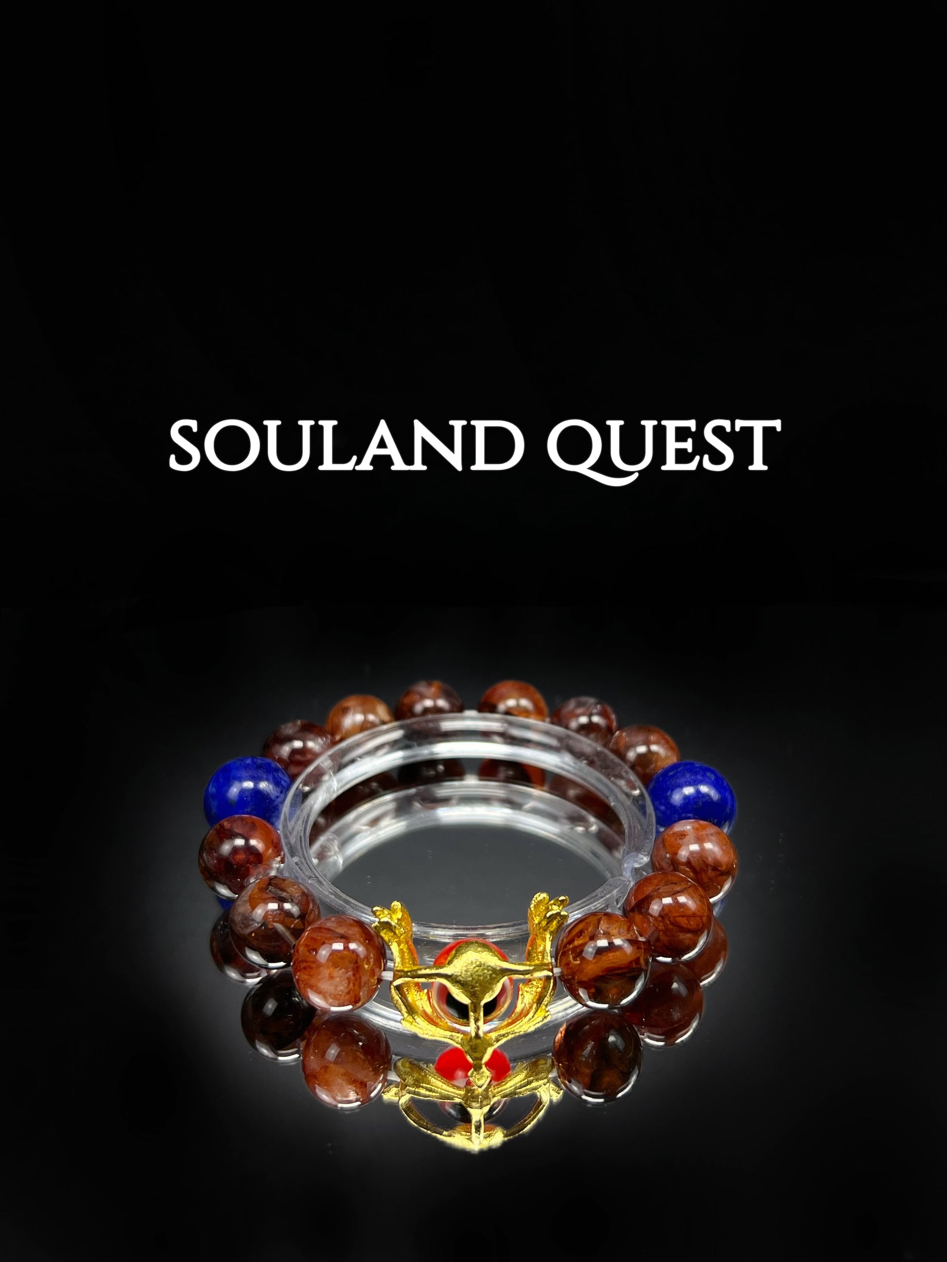 🌟 Seraphic Eye Bracelet – Red Flower Quartz, Lapis Lazuli & Golden Wing for Divine Protection 👁✨🪽 - Souland Quest