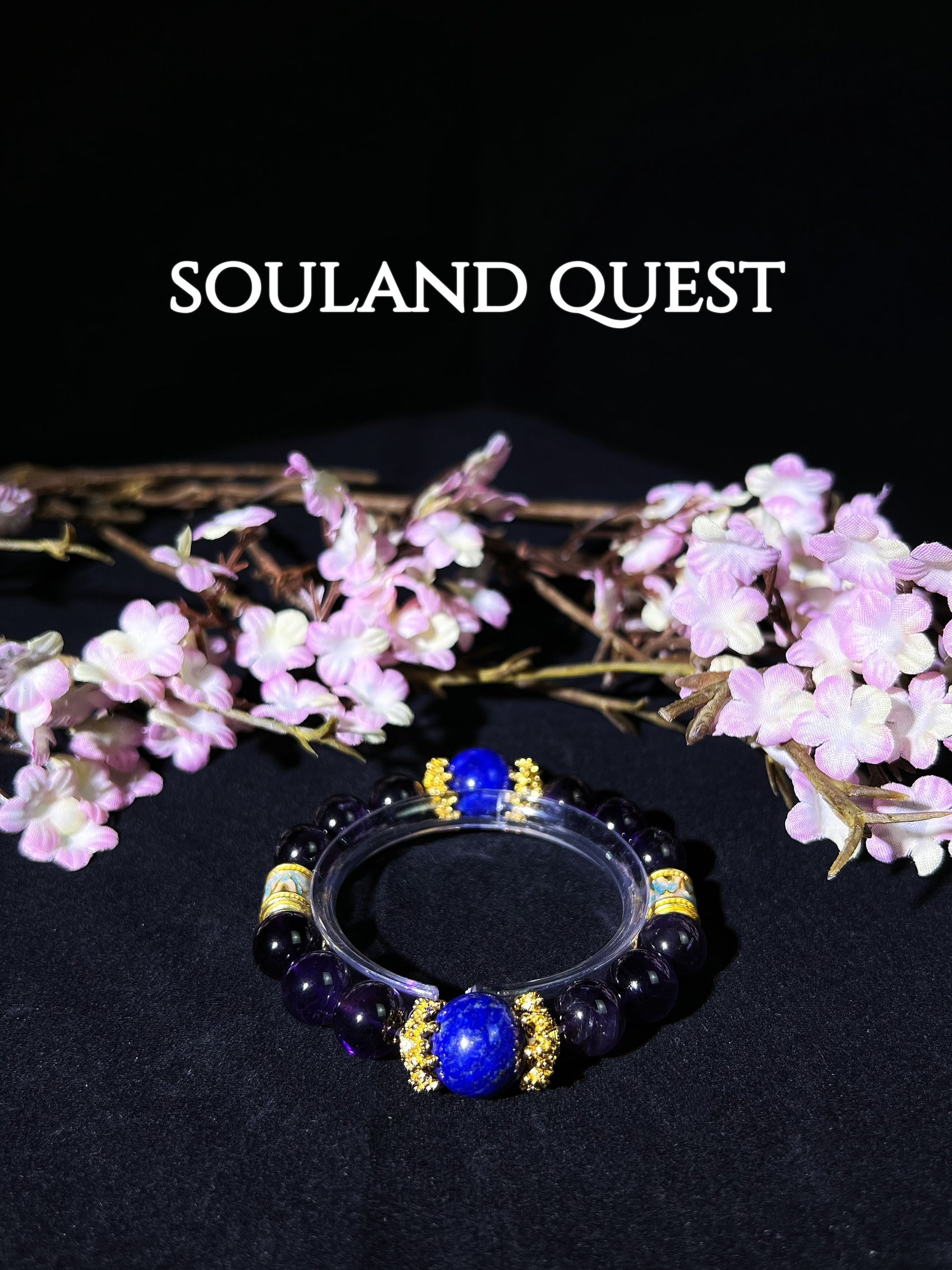Serenity Beacon Bracelet – Amethyst, Lapis Lazuli & Gold with Blue Enamel for Peace & Clarity - Souland Quest