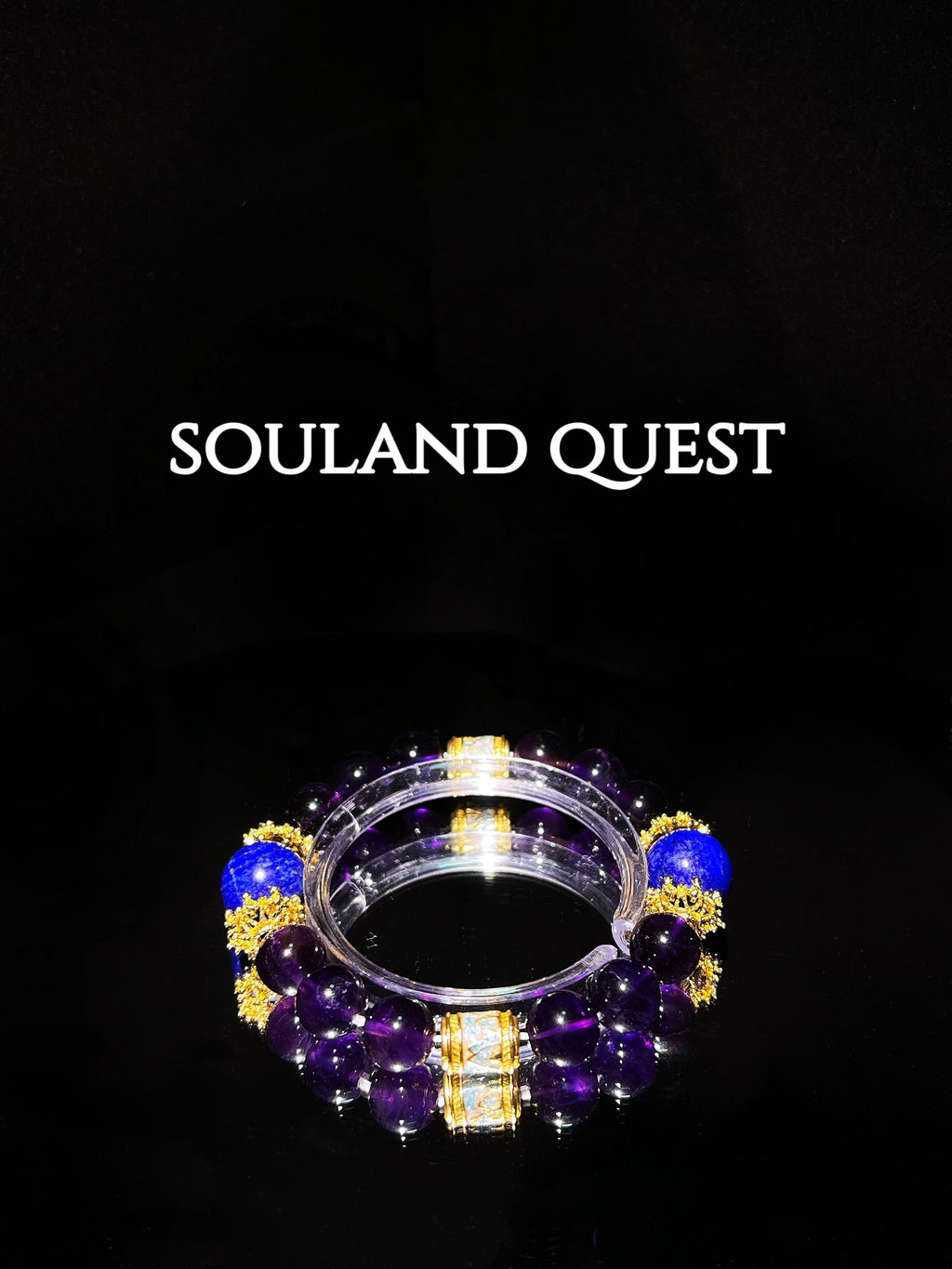 Serenity Beacon Bracelet – Amethyst, Lapis Lazuli & Gold with Blue Enamel for Peace & Clarity - Souland Quest