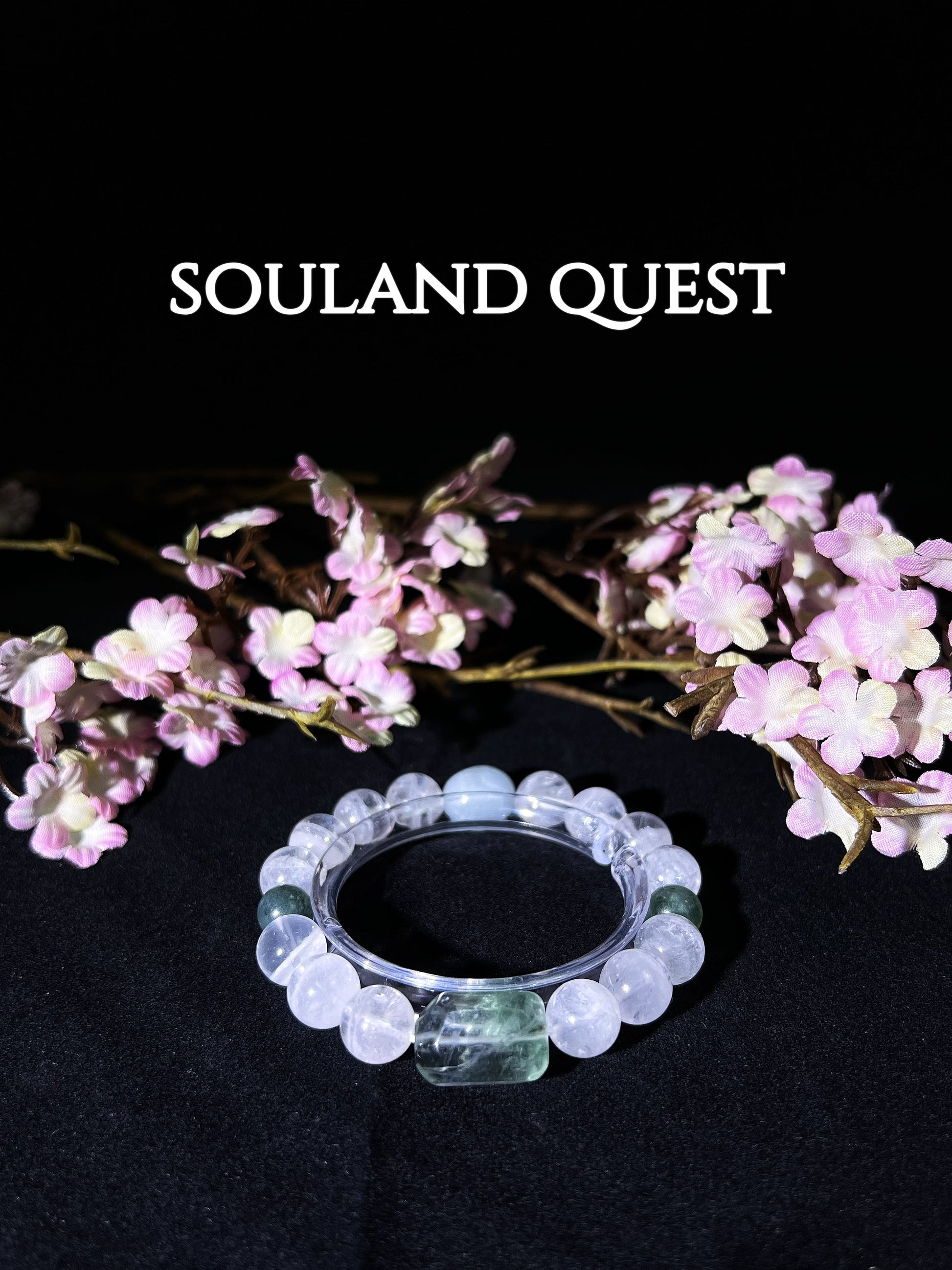 Serenity Bloom Bracelet – Pink Quartz, Purple Rutilated Quartz & Tourmaline with Silver Petal Accents - Souland Quest