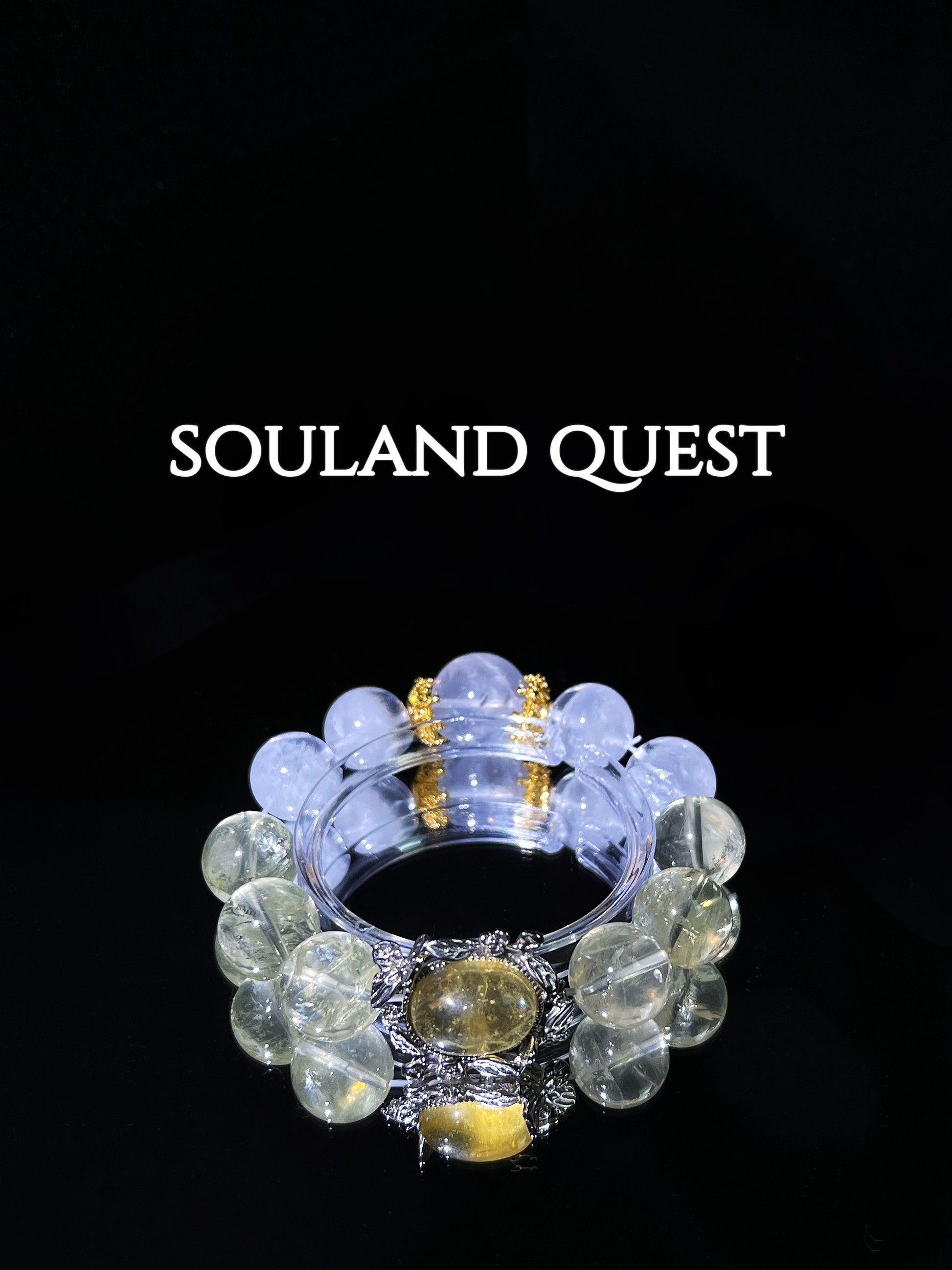 Solar Glow Bracelet – Lemon Quartz, White Phantom & Yellow Tourmaline with Silver Lace and Gold Touches - Souland Quest