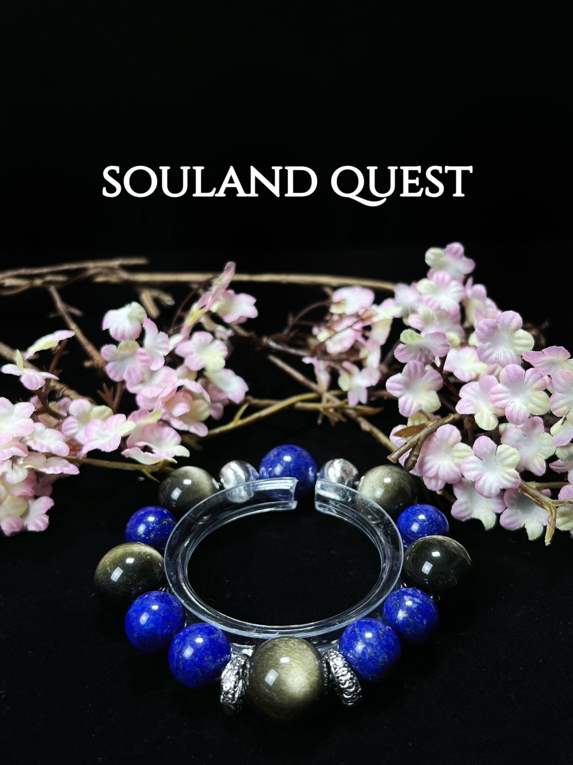 Starlit Insight Bracelet – Lapis Lazuli, Silver Obsidian & Silver Details for Intuition & Focus 🌟🔵 - Souland Quest