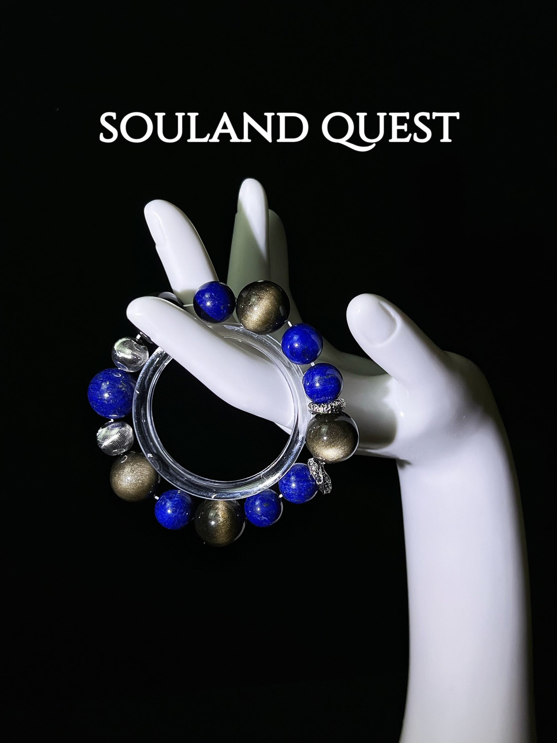 Starlit Insight Bracelet – Lapis Lazuli, Silver Obsidian & Silver Details for Intuition & Focus 🌟🔵 - Souland Quest