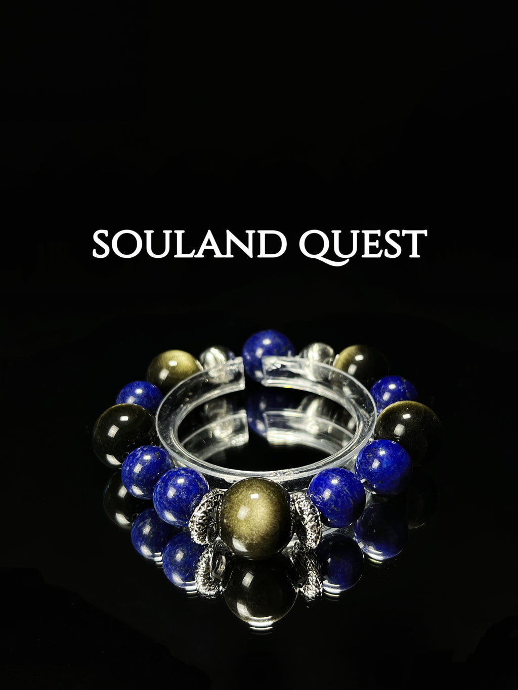 Starlit Insight Bracelet – Lapis Lazuli, Silver Obsidian & Silver Details for Intuition & Focus 🌟🔵 - Souland Quest