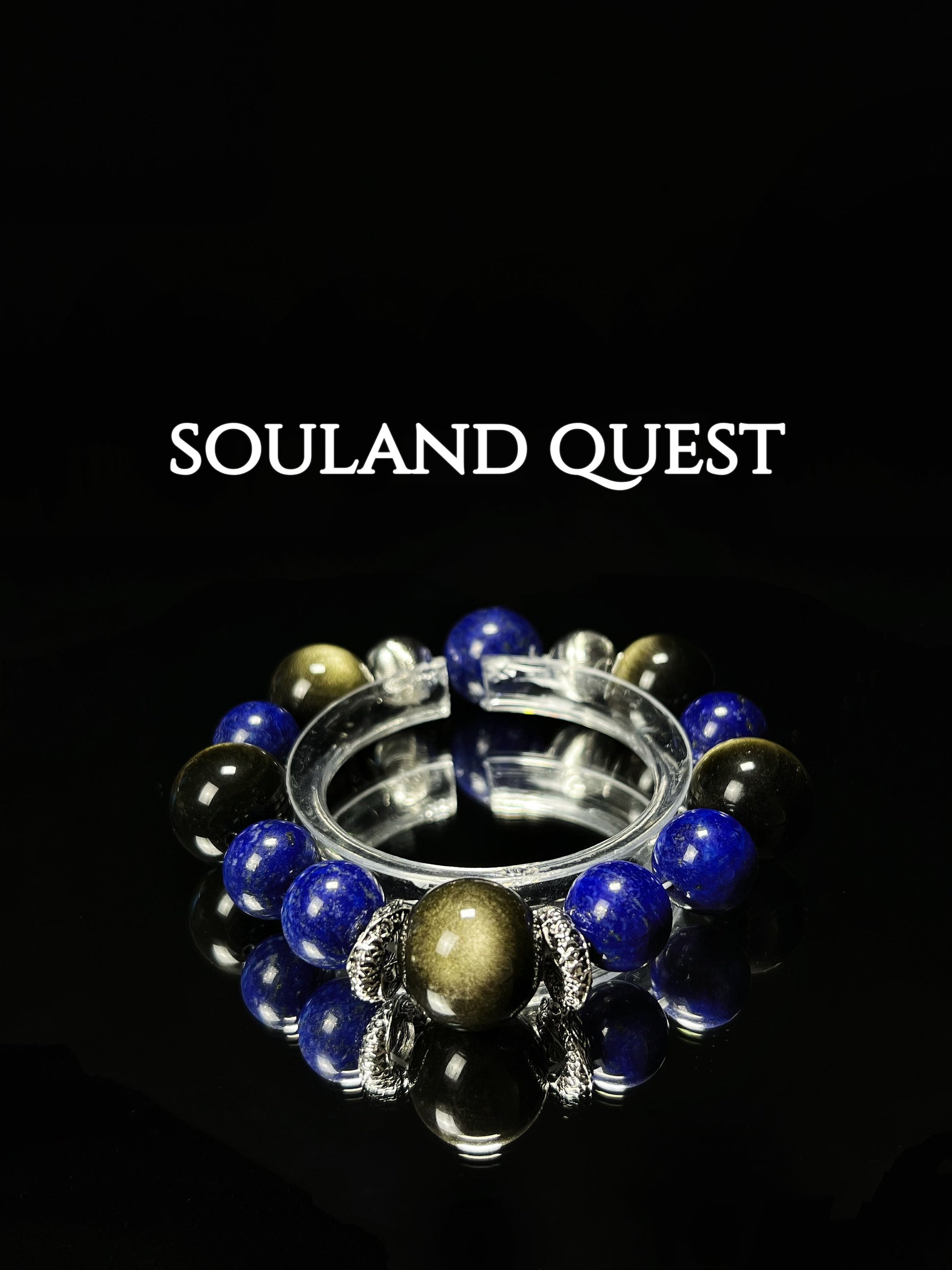 Starlit Insight Bracelet – Lapis Lazuli, Silver Obsidian & Silver Details for Intuition & Focus 🌟🔵 - Souland Quest