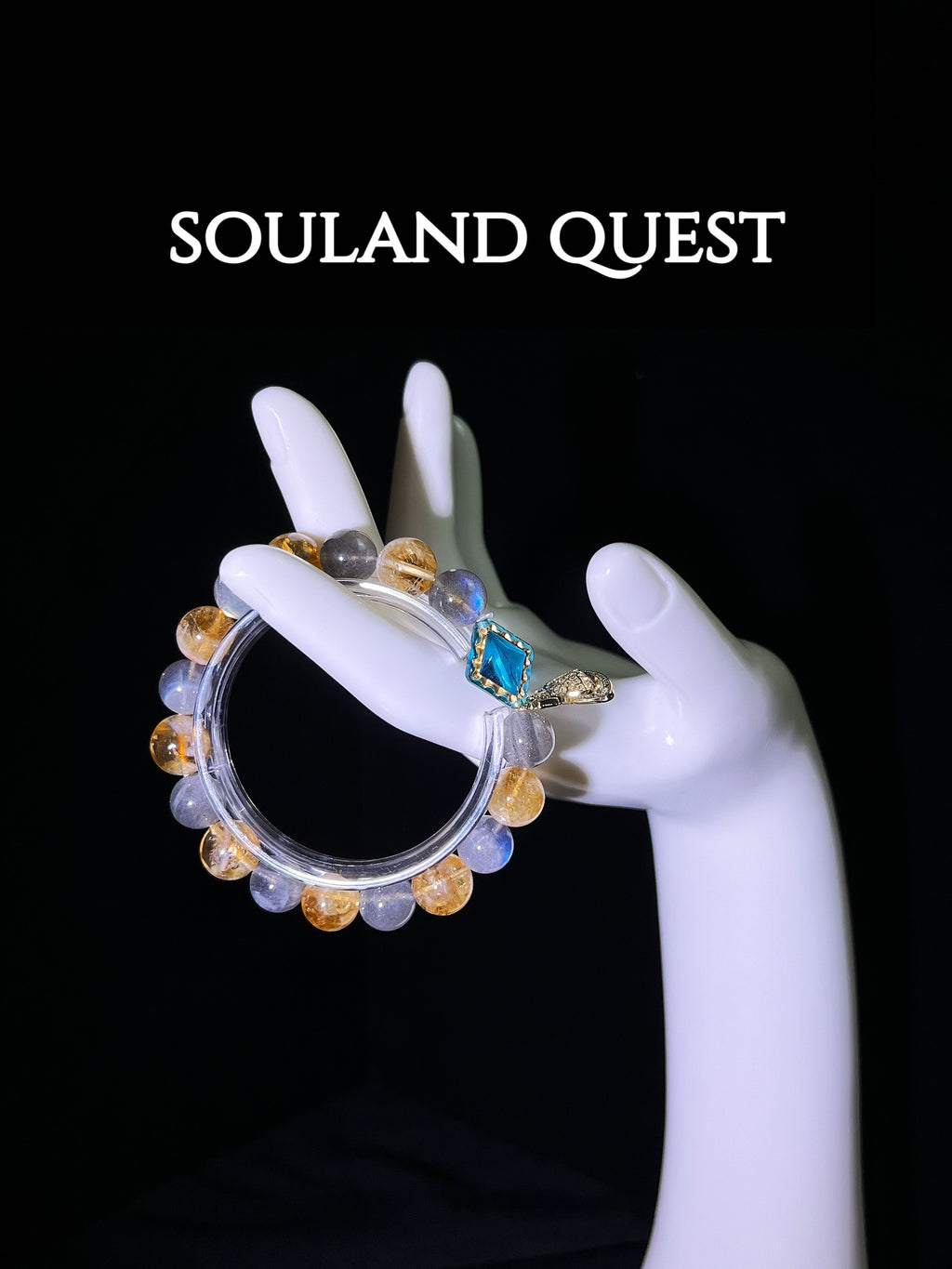 Stellar Glow Bracelet – Gray Moonstone, Citrine & Saturn Pendant with Czech Beads - Souland Quest