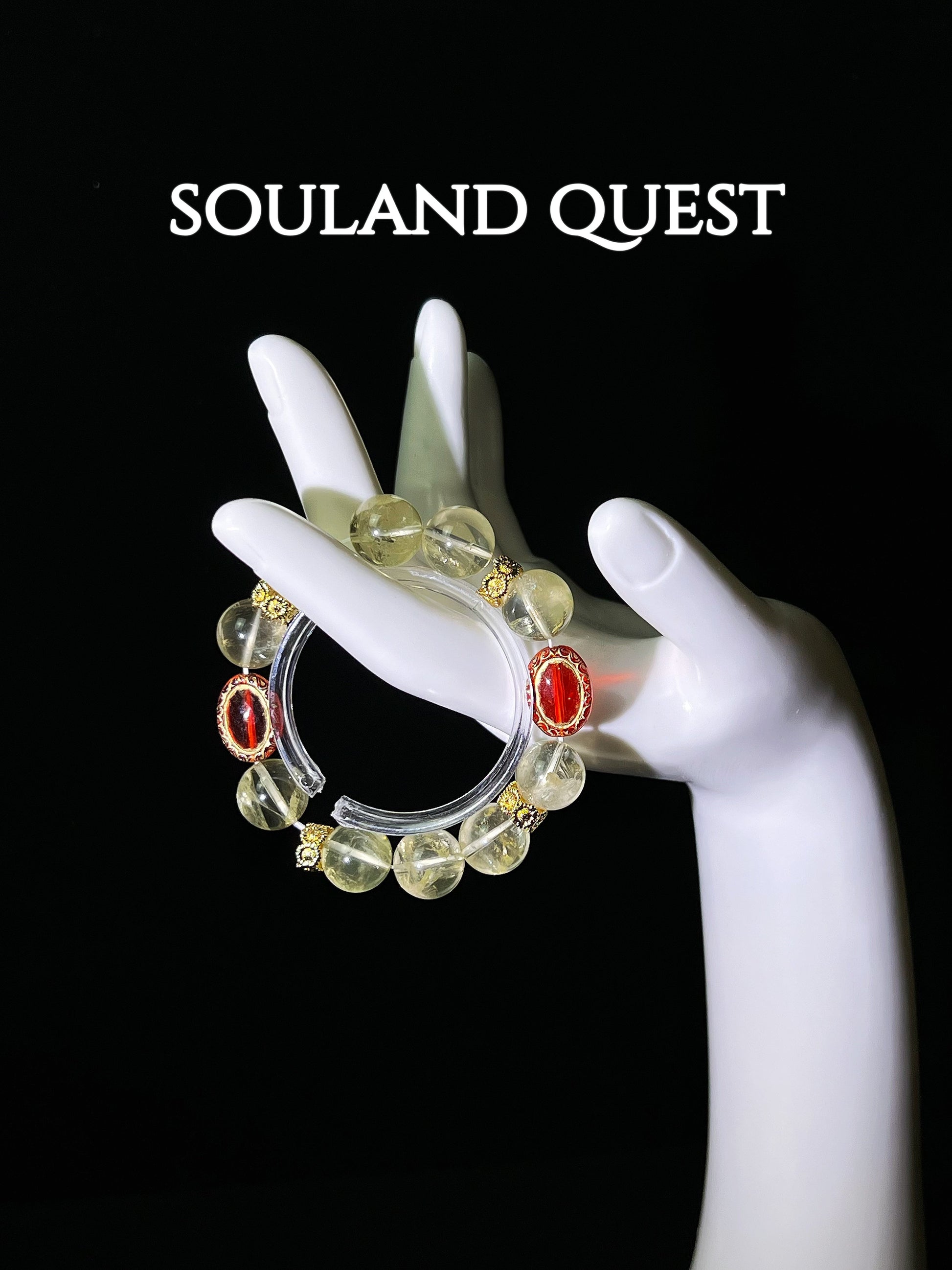 Sunfire Balance Bracelet – Lemon Quartz, Red Gemstone & Gold Details for Energy & Strength 🔥✨ - Souland Quest