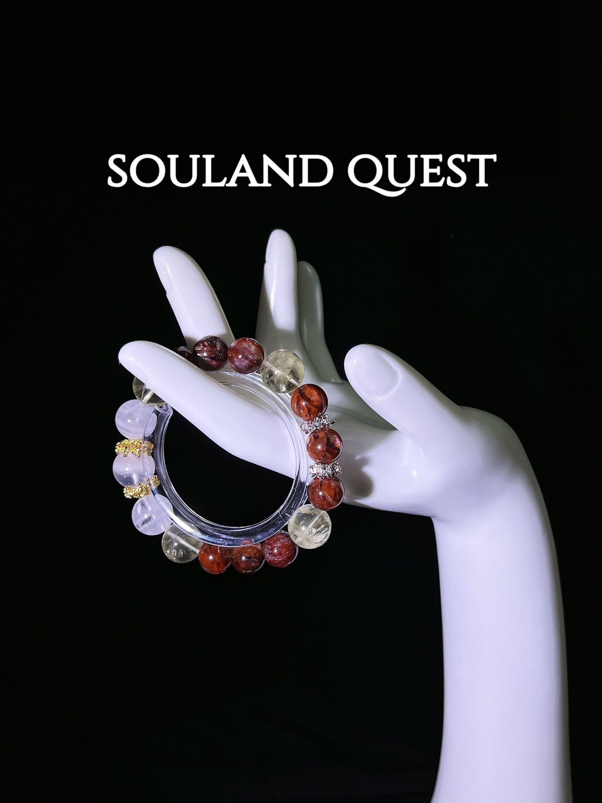 Sunlit Clarity Bracelet – White Phantom Quartz, Red Hematoid & Lemon Quartz - Souland Quest