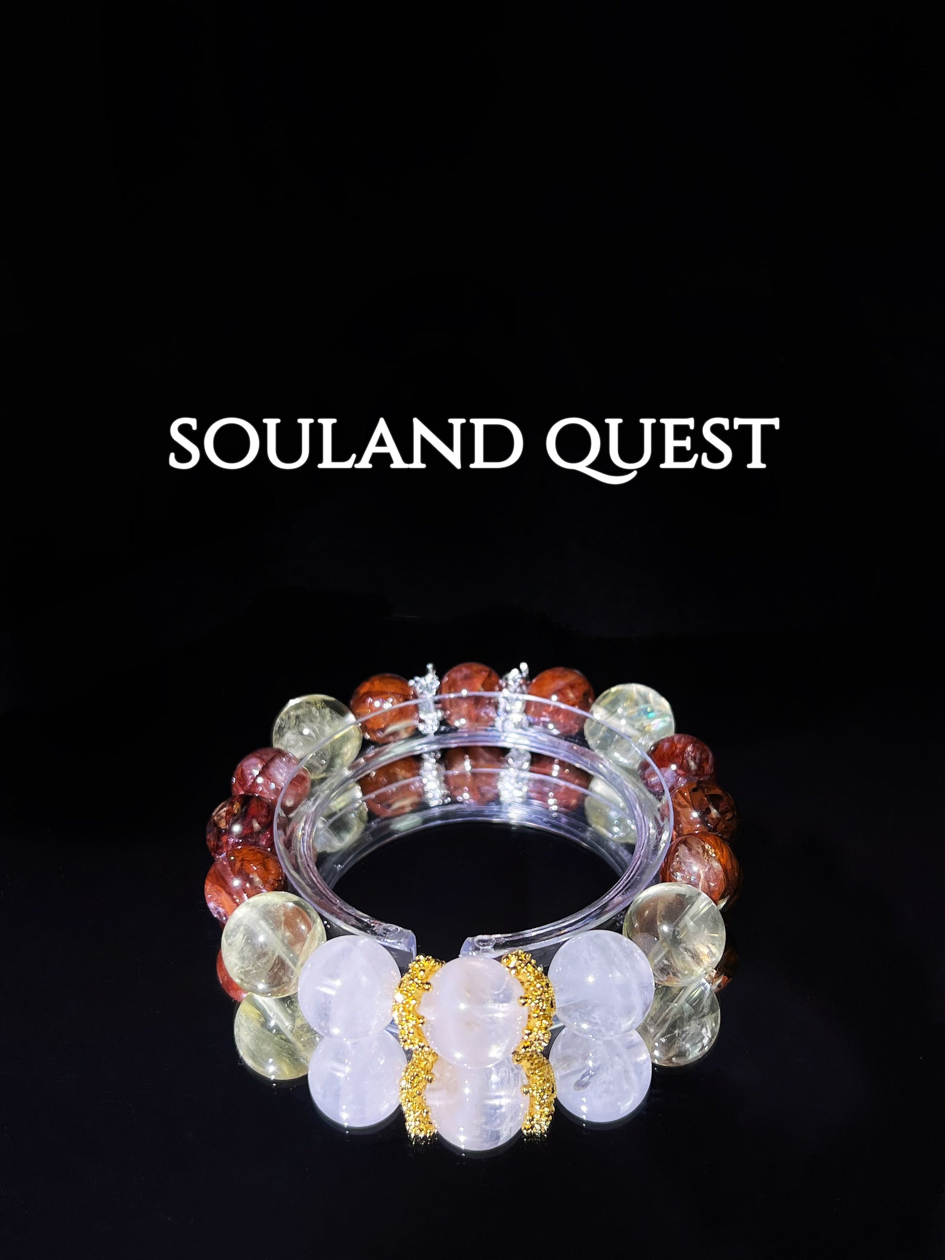 Sunlit Clarity Bracelet – White Phantom Quartz, Red Hematoid & Lemon Quartz - Souland Quest