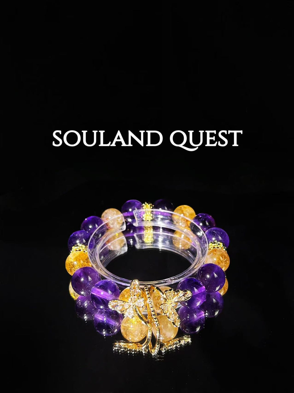 Sunshine Wings Bracelet – Citrine, Amethyst & Gold Butterfly for Prosperity & Spiritual Growth - Souland Quest