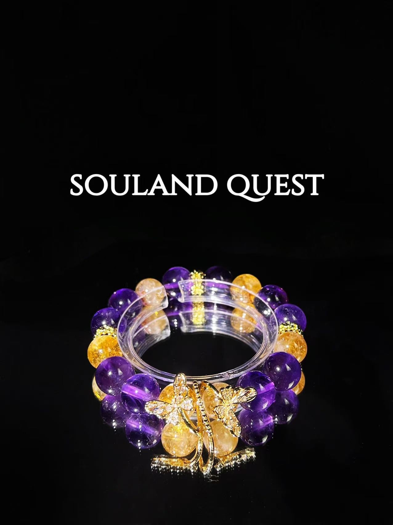 Sunshine Wings Bracelet – Citrine, Amethyst & Gold Butterfly for Prosperity & Spiritual Growth - Souland Quest