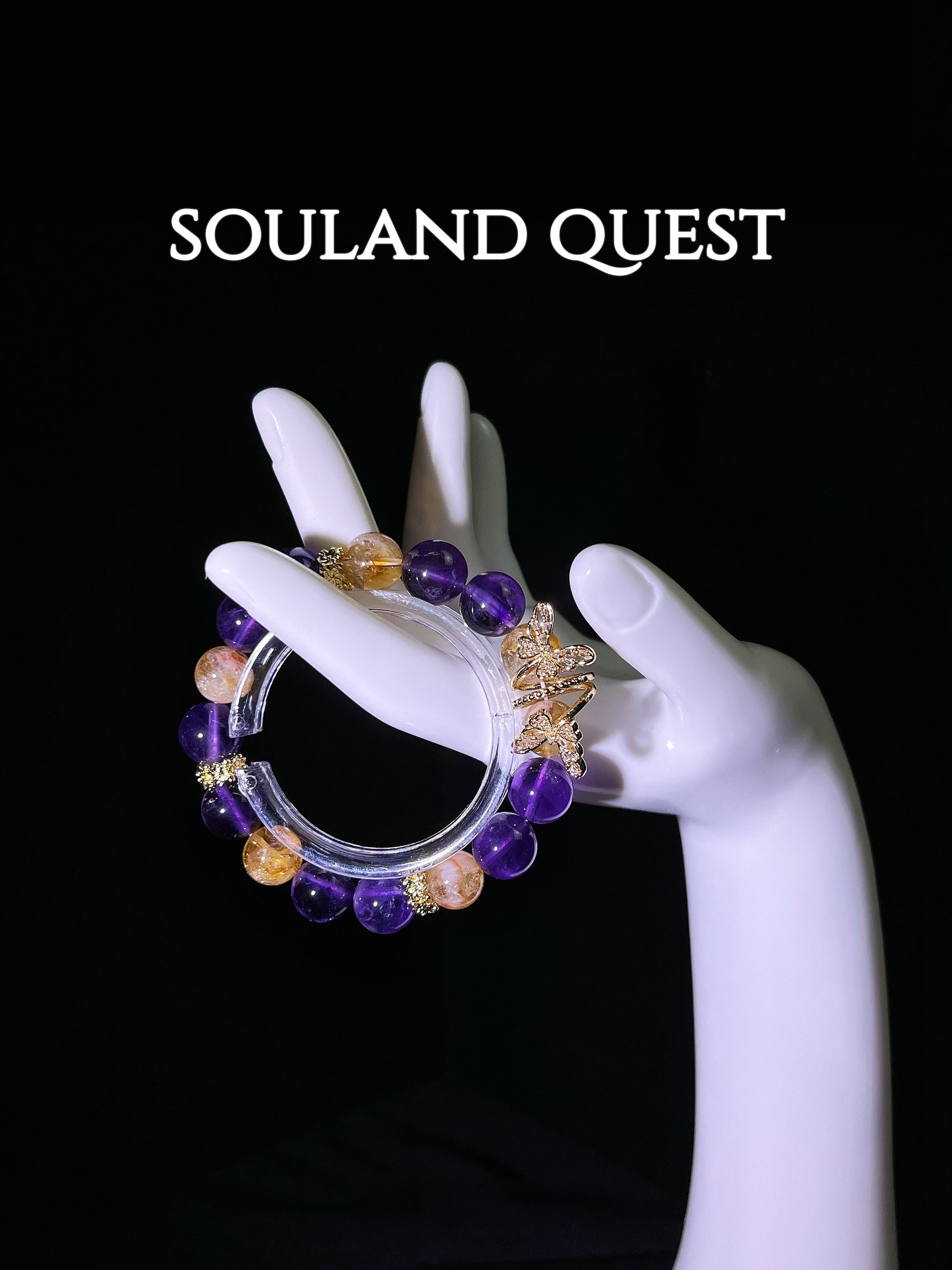 Sunshine Wings Bracelet – Citrine, Amethyst & Gold Butterfly for Prosperity & Spiritual Growth - Souland Quest