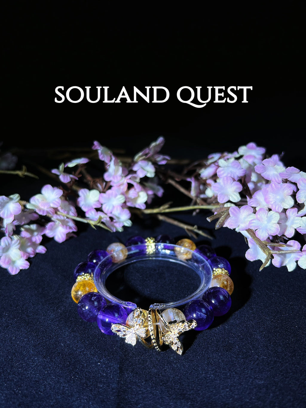 Sunshine Wings Bracelet – Citrine, Amethyst & Gold Butterfly for Prosperity & Spiritual Growth - Souland Quest
