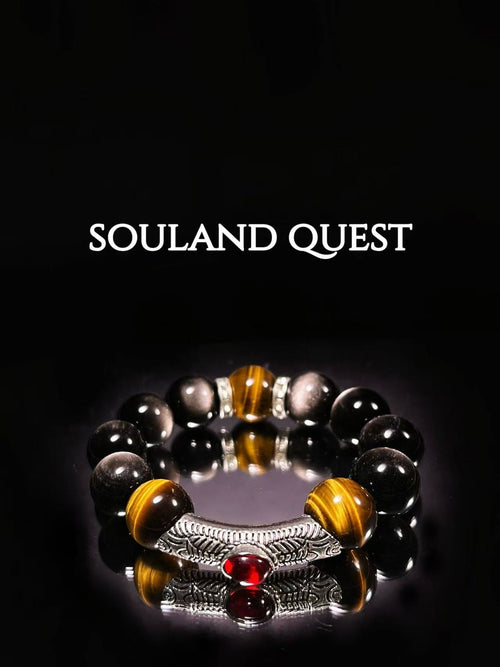 Tiger’s Eye & Silver Obsidian Healing Bracelet – Confidence, Protection & Grounding - Souland Quest