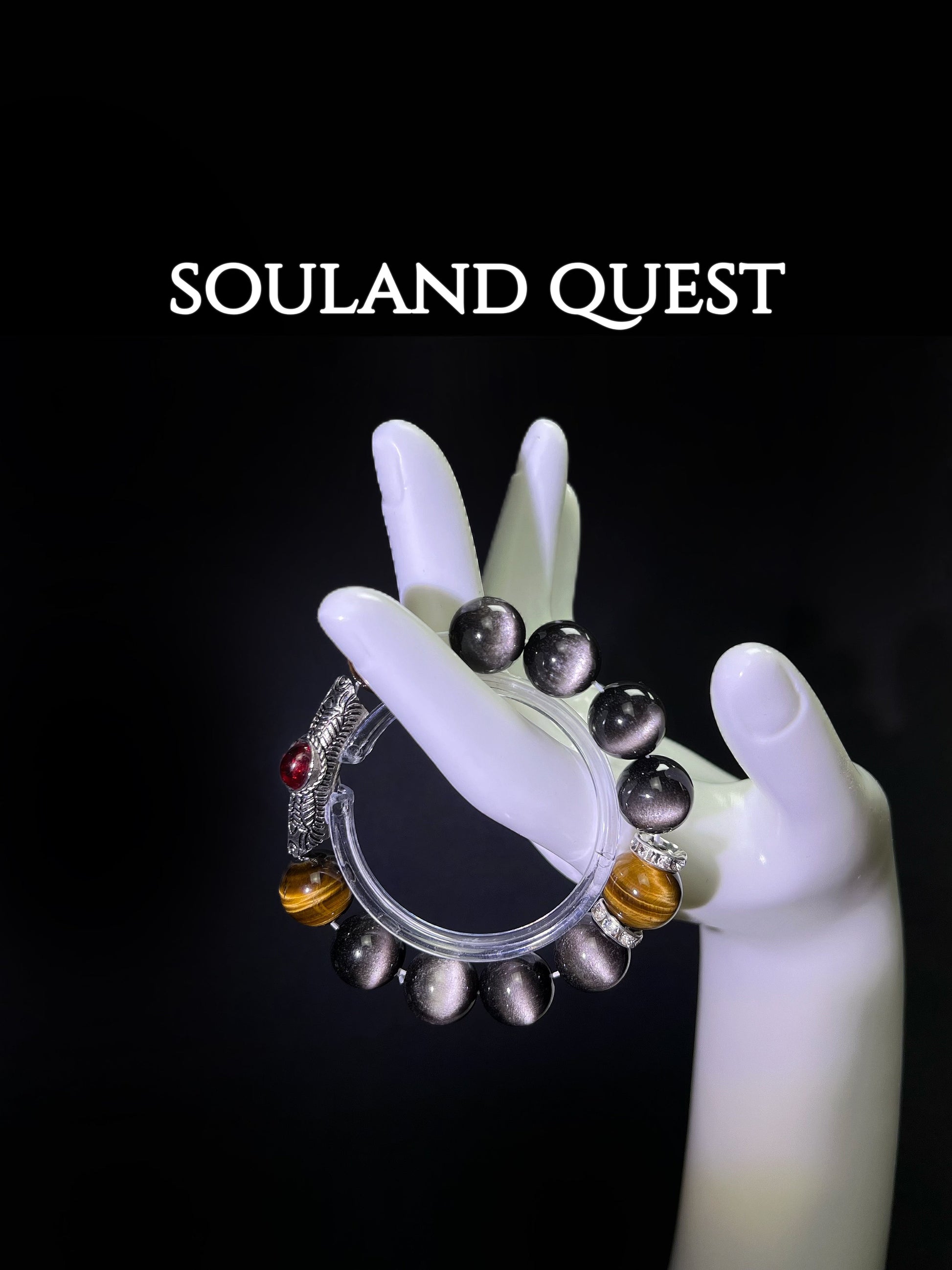Tiger’s Eye & Silver Obsidian Healing Bracelet – Confidence, Protection & Grounding - Souland Quest