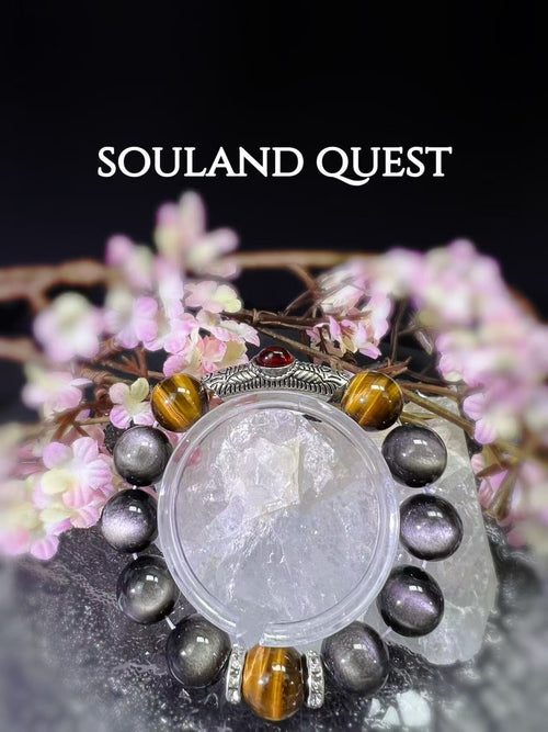 Tiger’s Eye & Silver Obsidian Healing Bracelet – Confidence, Protection & Grounding - Souland Quest
