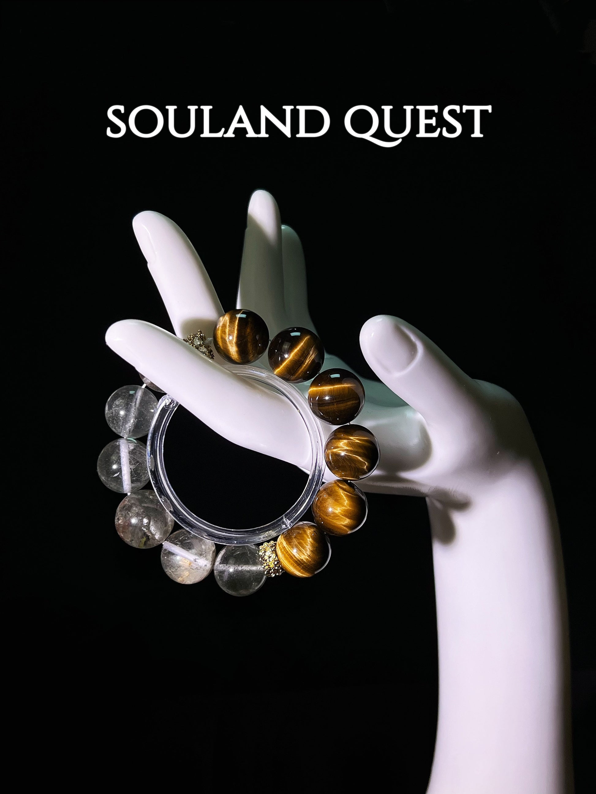 Verdant Power Bracelet – Green Phantom Quartz, Tiger’s Eye & Gold Accents for Growth & Strength 🌿🐯✨ - Souland Quest